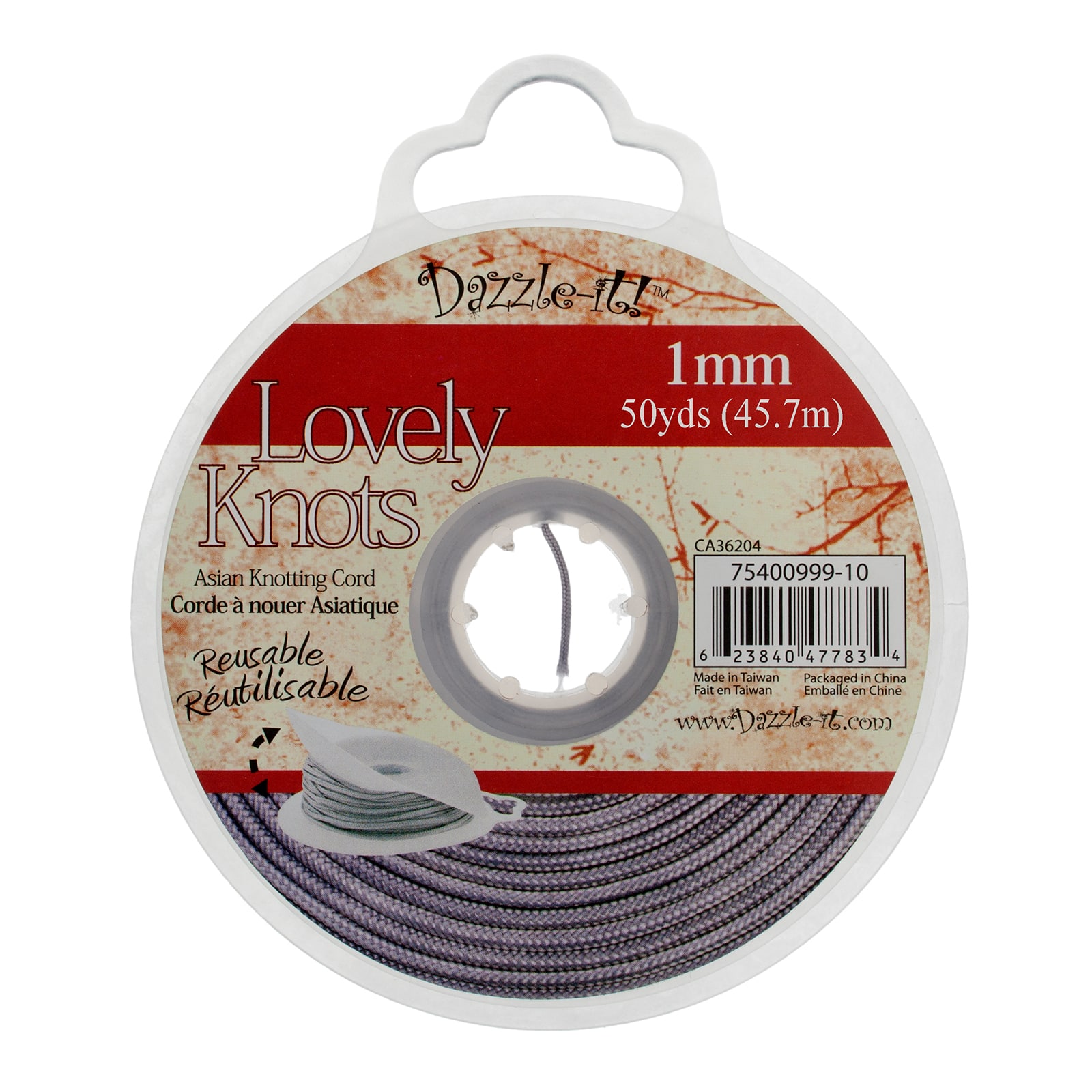 John Bead Lovely Knots 1mm Asian Knotting Cord with Bobbin, 50yd.