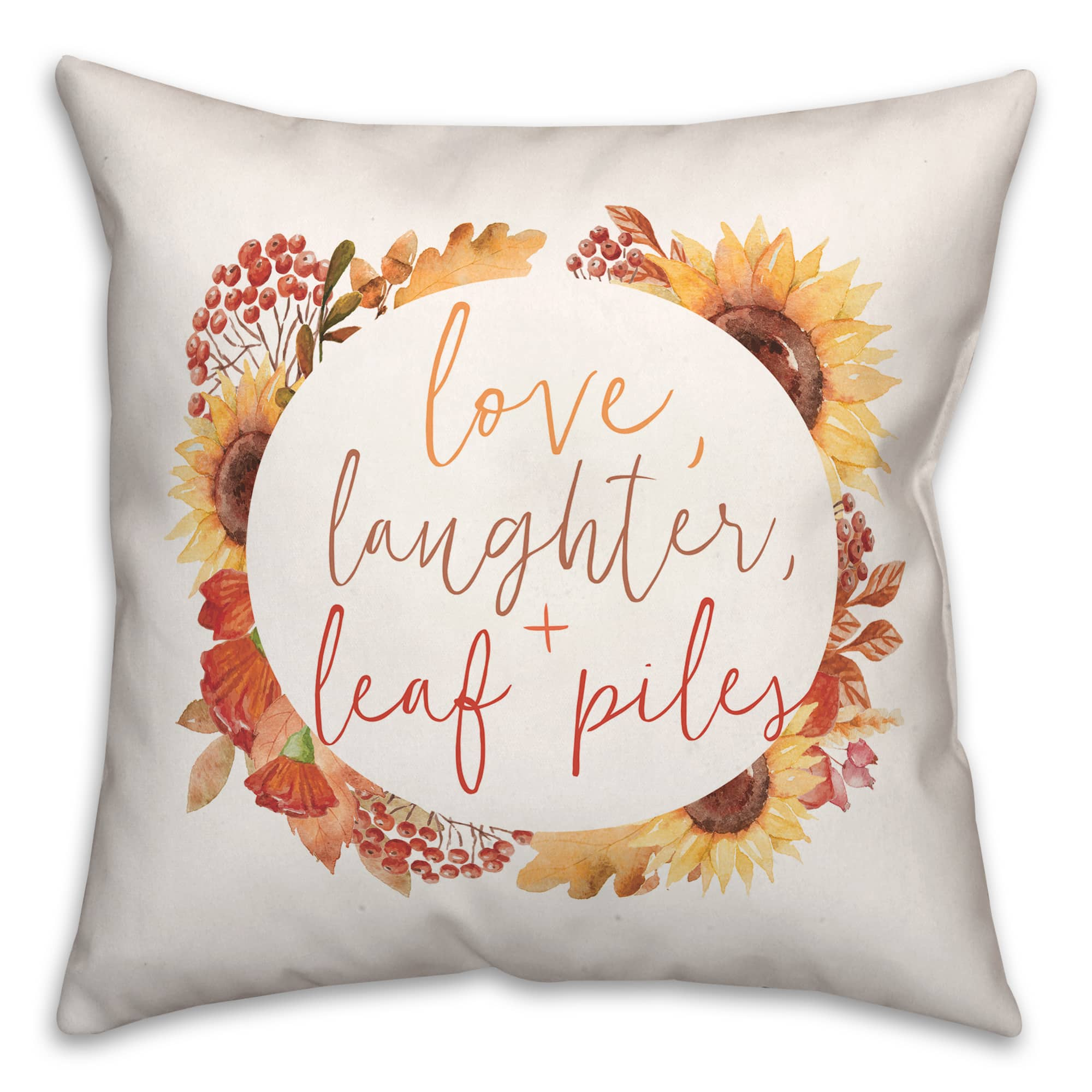 Love Laughter Leaf Piles Throw Pillow