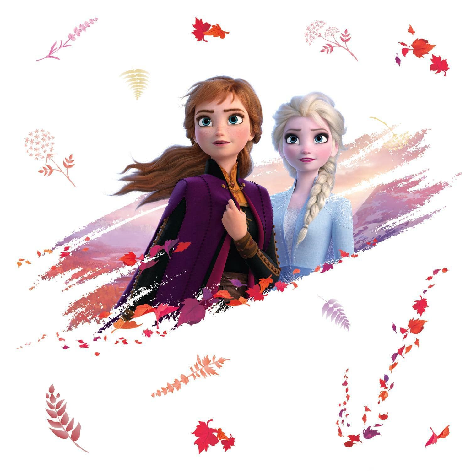 RoomMates Frozen II Elsa &#x26; Anna Peel &#x26; Stick Giant Wall Decals