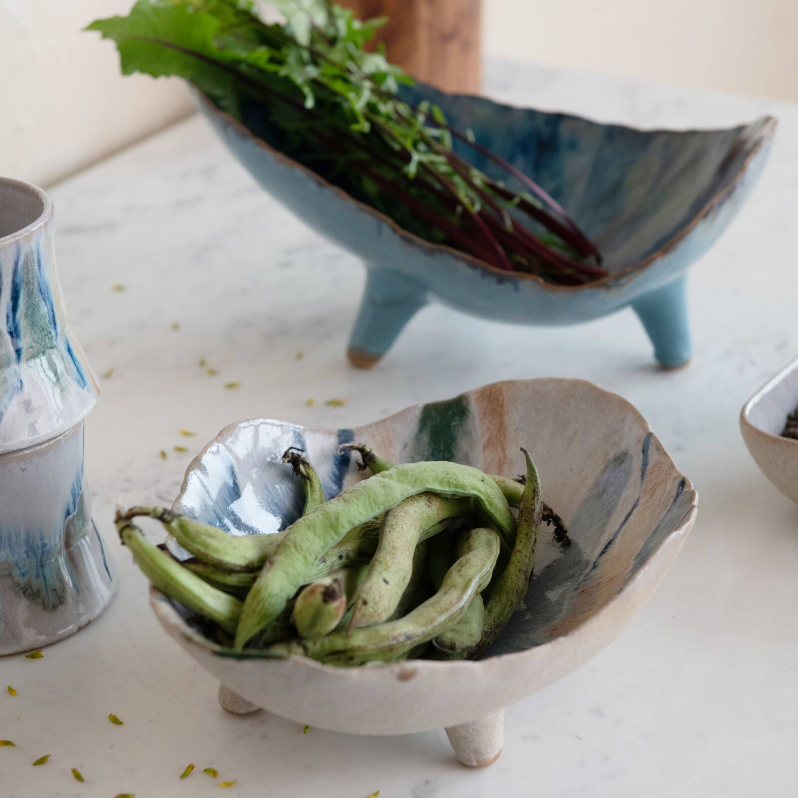 Hello Honey® 11.5" Multicolor Organic Spectrum Stoneware Footed Bowl