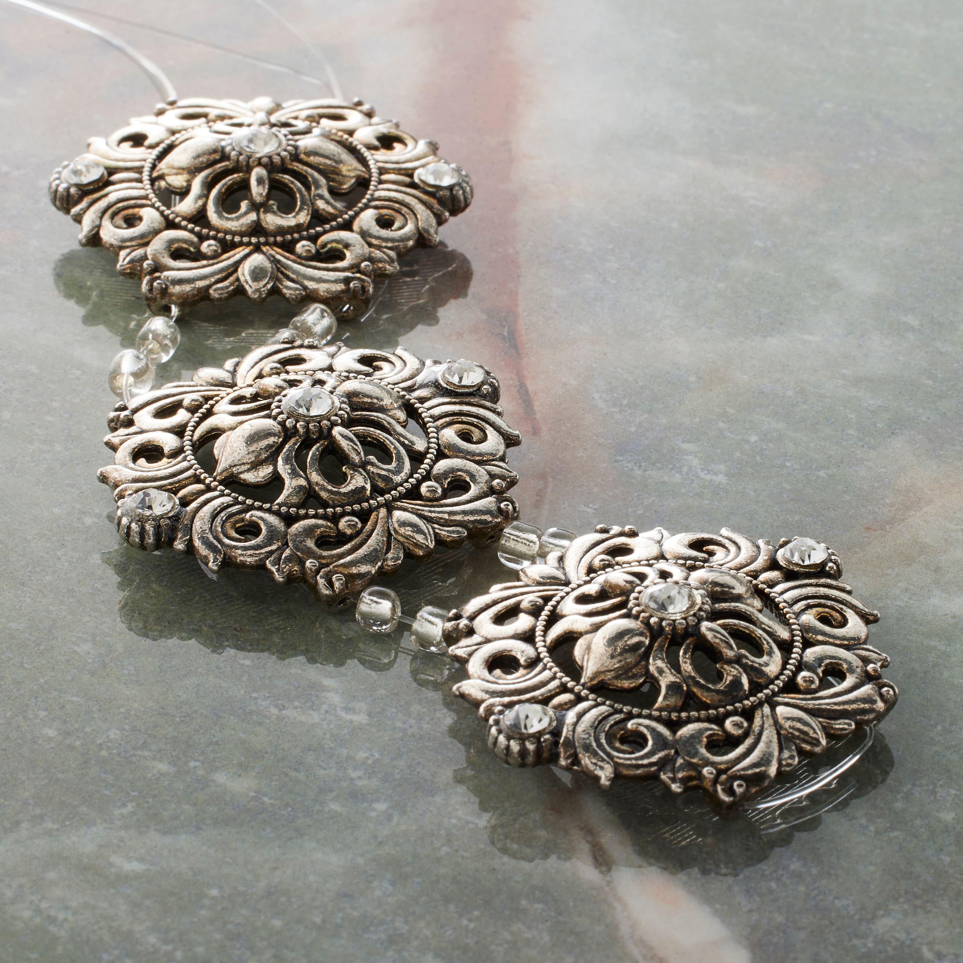 Silver Metal Rococo Sliders, 39mm by Bead Landing&#x2122;
