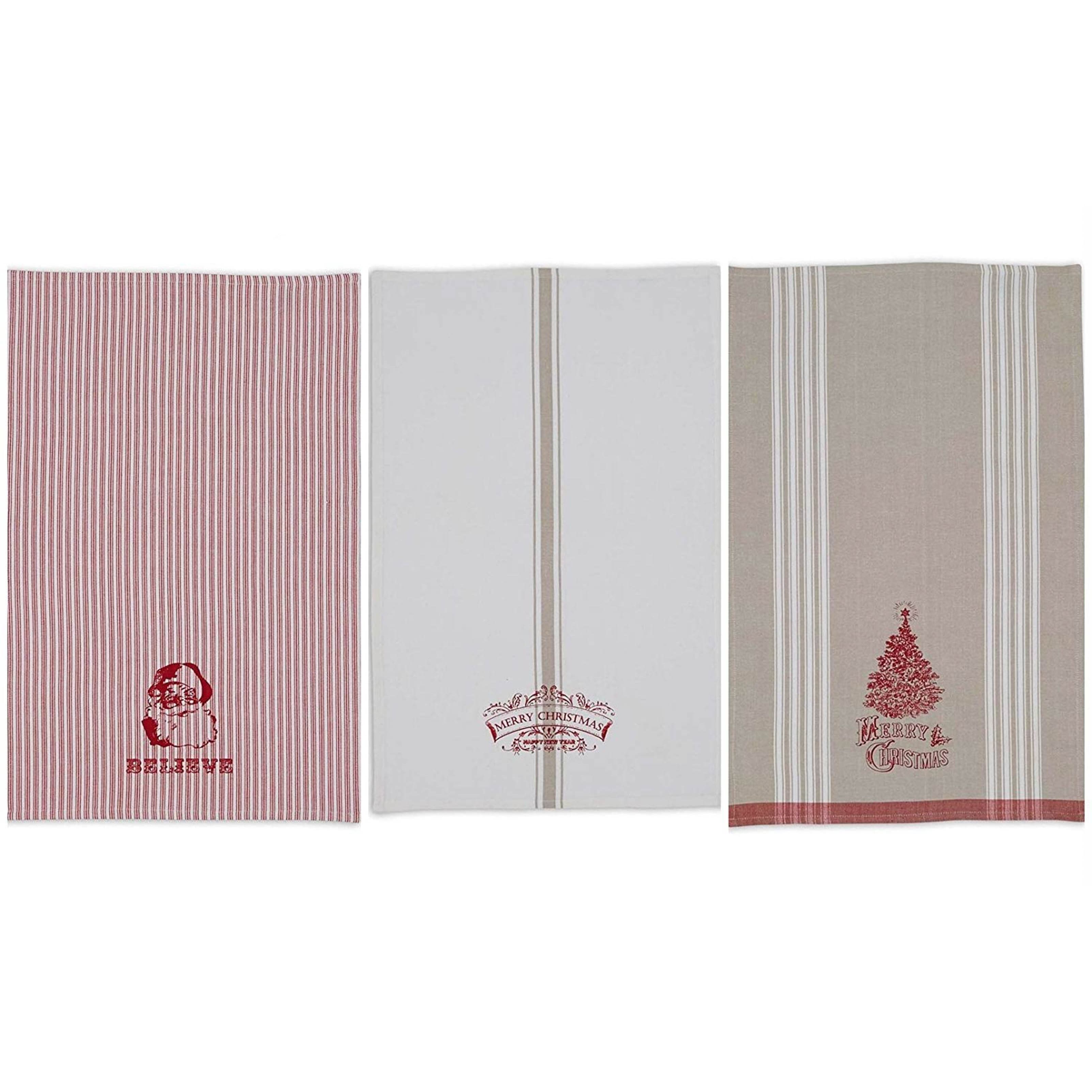 DII&#xAE; Assorted Vintage Print Christmas Dishtowel Set