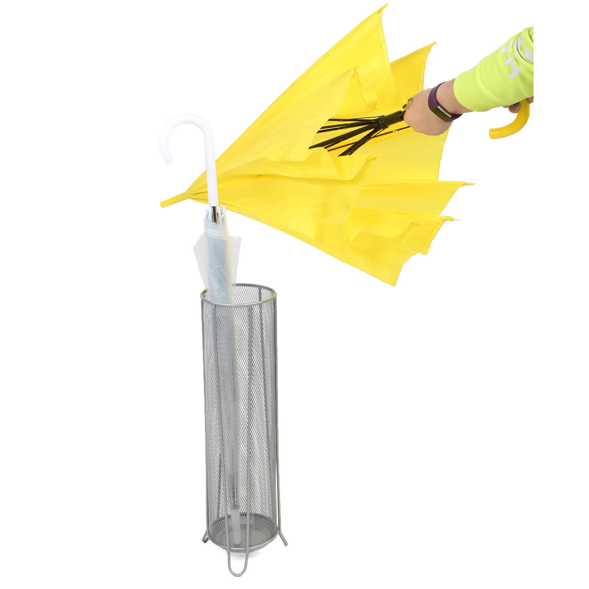 Mind Reader Silver Round Metal Mesh Umbrella Stand