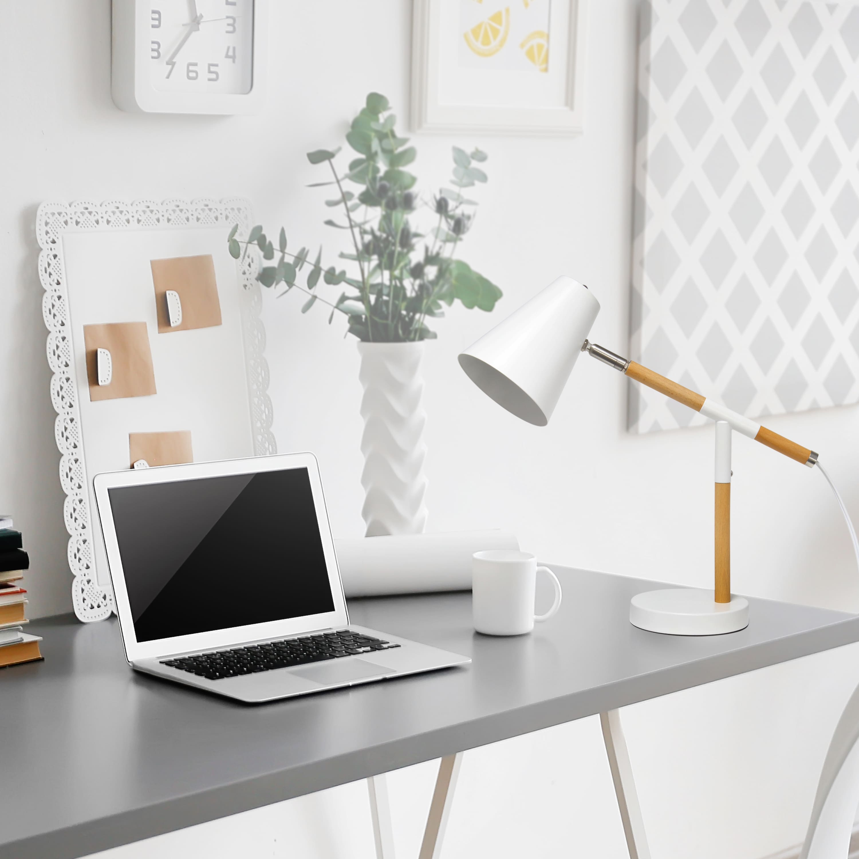 Simple Designs 16.7&#x22; Wooden Pivot Desk Lamp