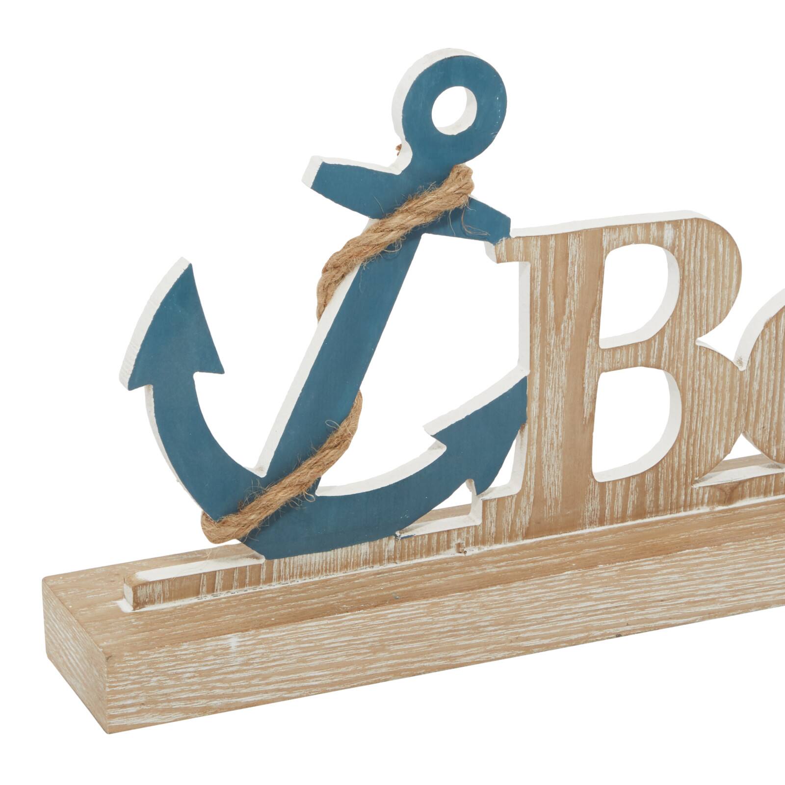 23" Brown Wood Coastal Beach Tabletop Sign