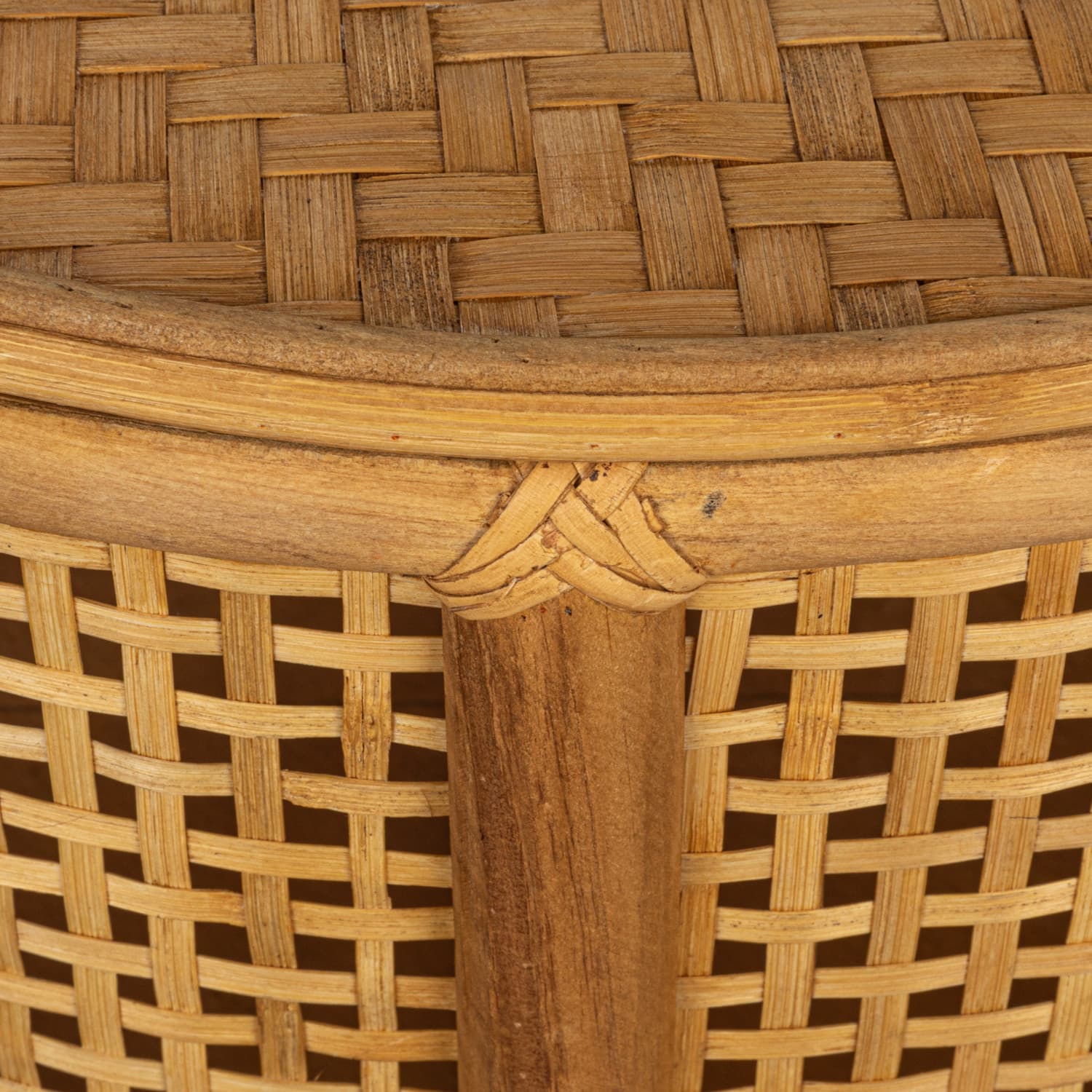 Round Bamboo &#x26; Rattan Accent Table