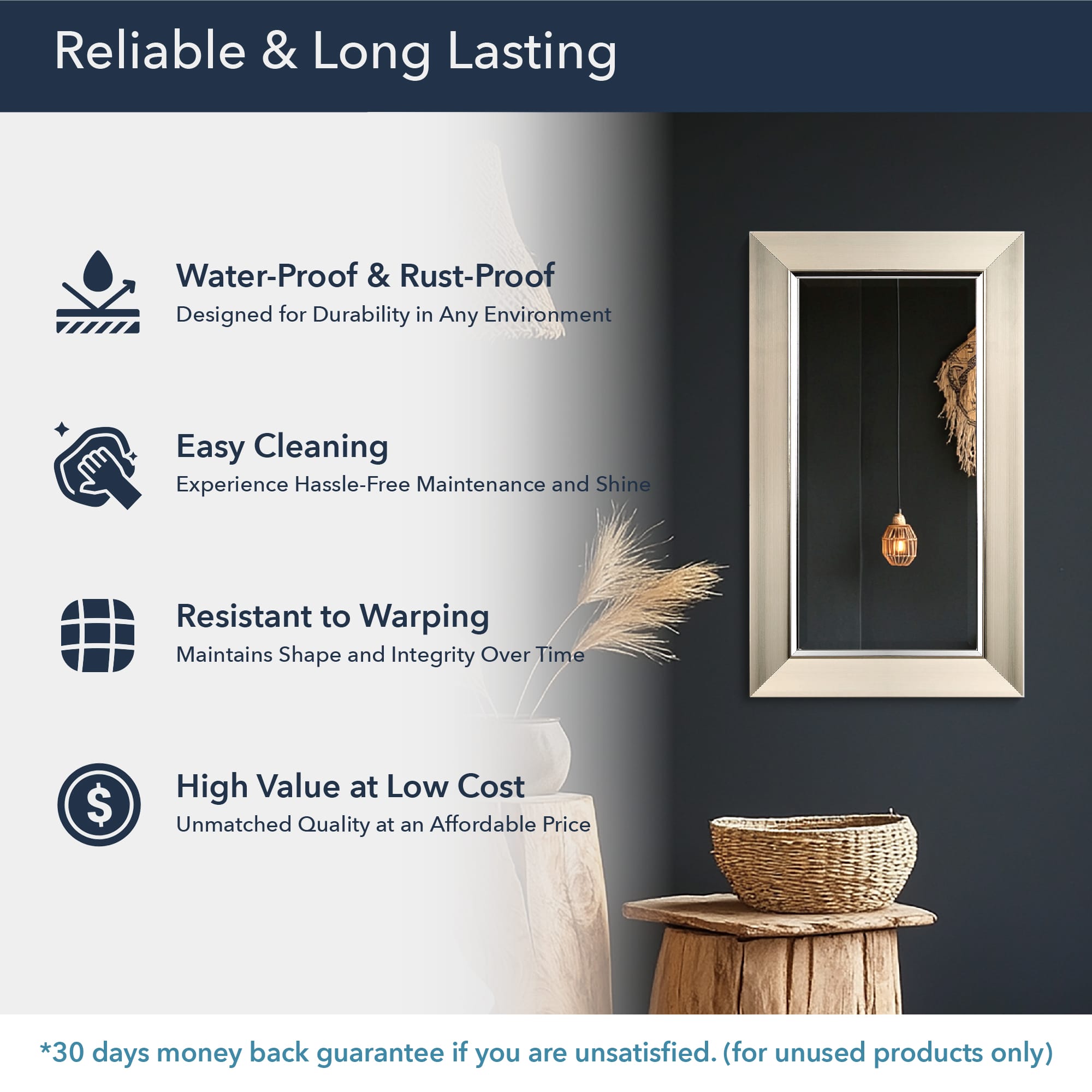 Head West 29" Brushed Nickel Framed Vanity Mirror