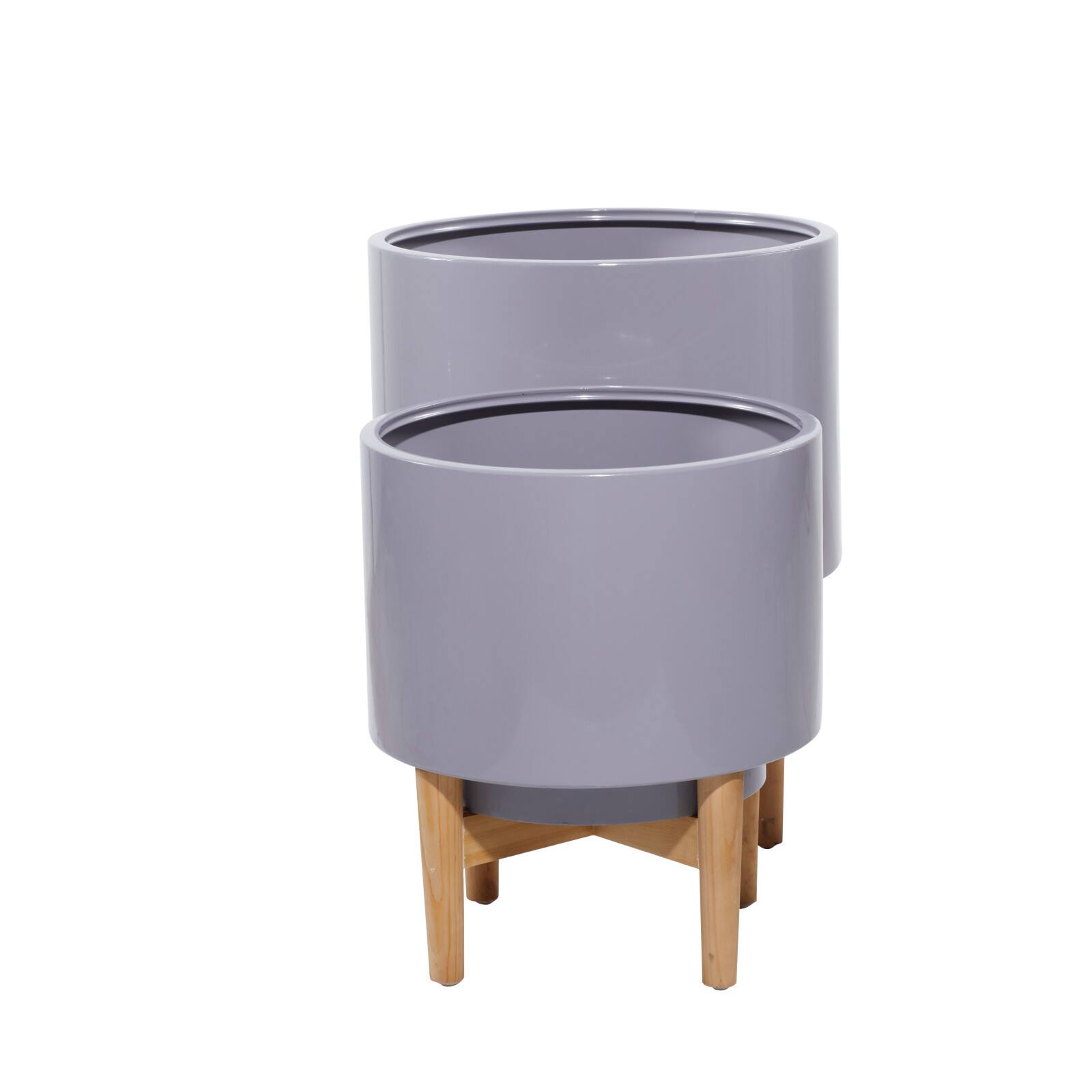 Gray Iron Contemporary Planter Set