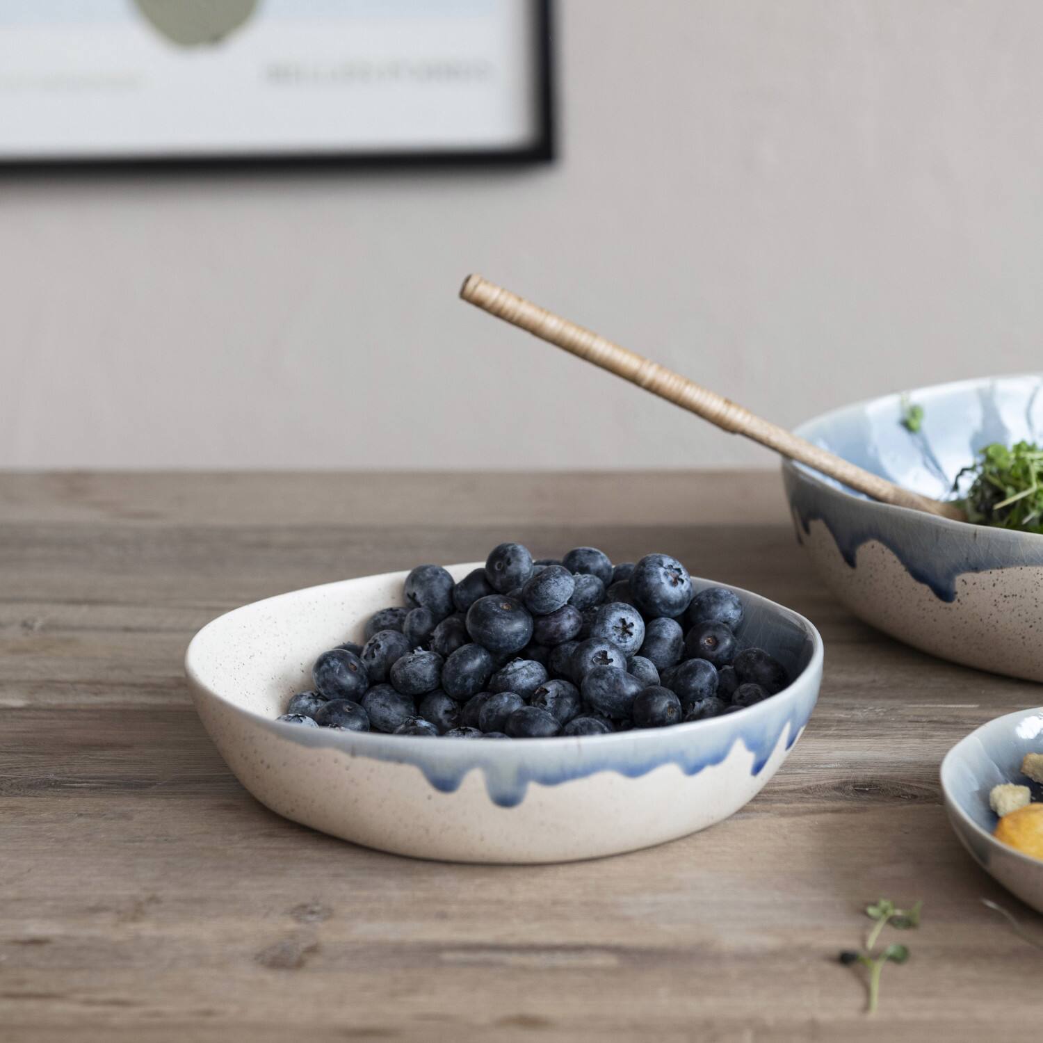 Hello Honey® 8.25" Blue & Cream Crackle Glaze Stoneware Serving Bowl