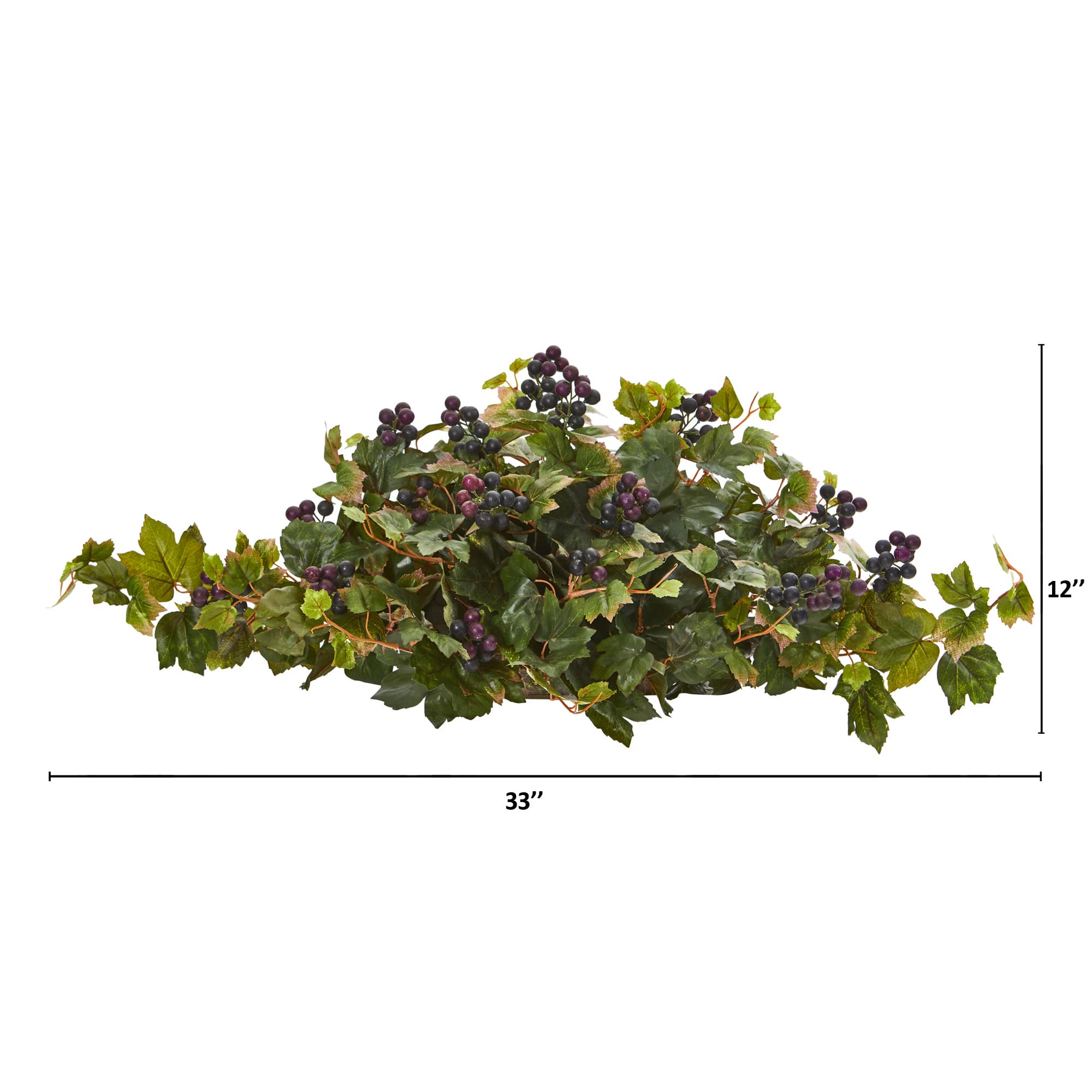 33&#x22; Purple &#x26; Green Grape Leaf Artificial Ledge Plant