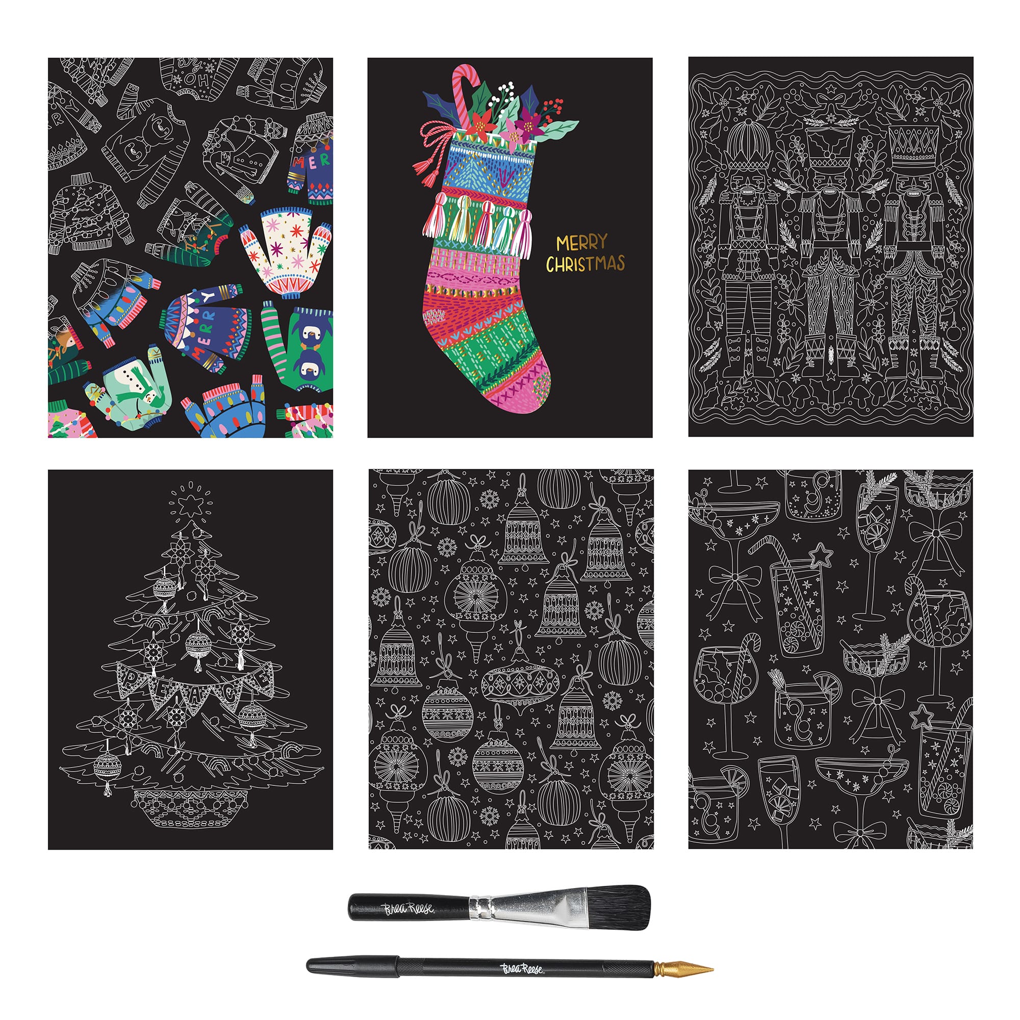 Brea Reese&#x2122; 9&#x22; x 12&#x22; Bright Christmas Scratch Art Paper Pad