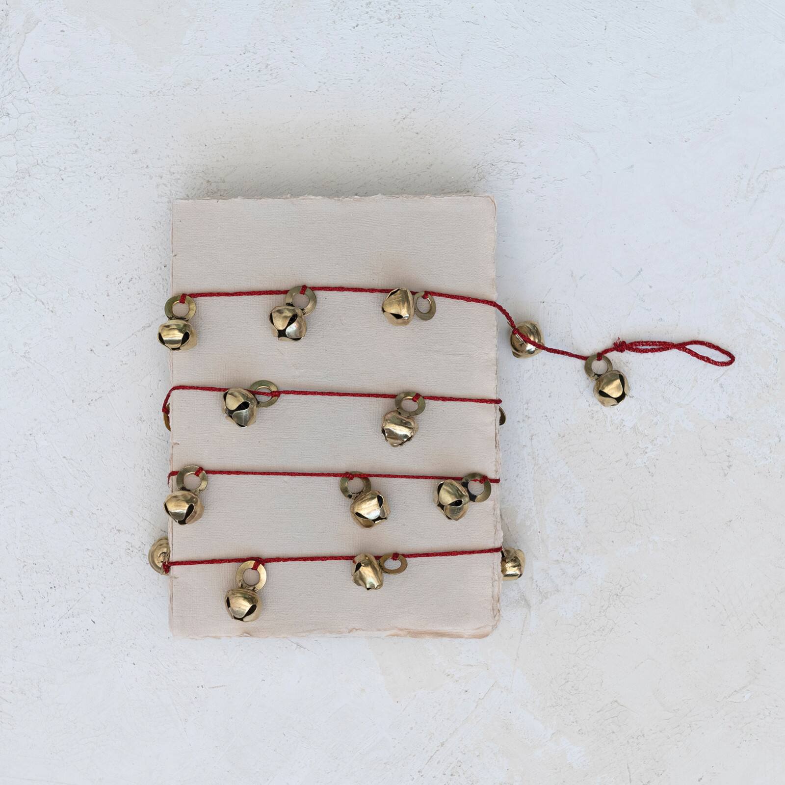 Hello Honey&#xAE; 6ft. Antique Gold Finish Metal Bells on Red Cord Garland