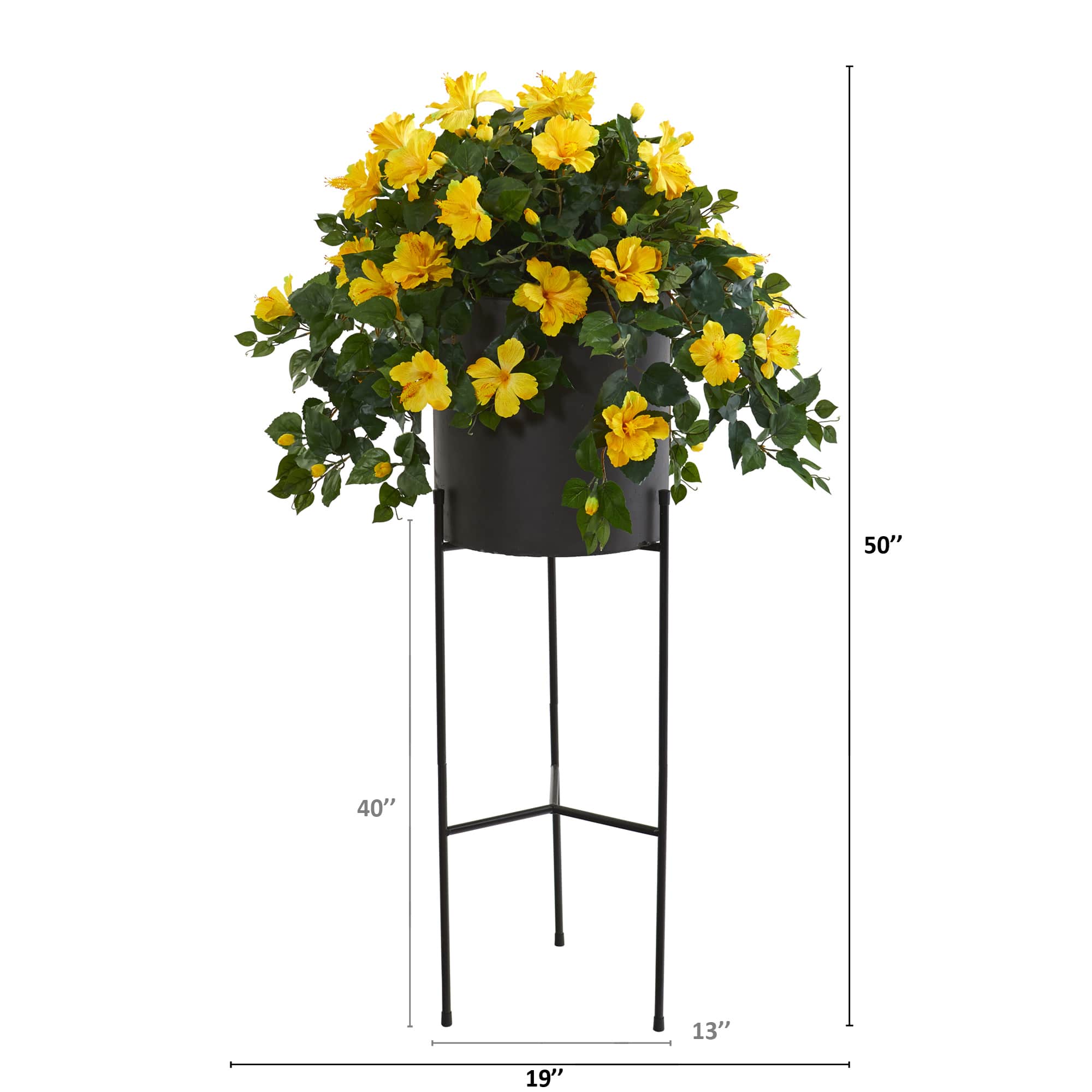 4ft. Hibiscus Plant in Black Planter with Stand