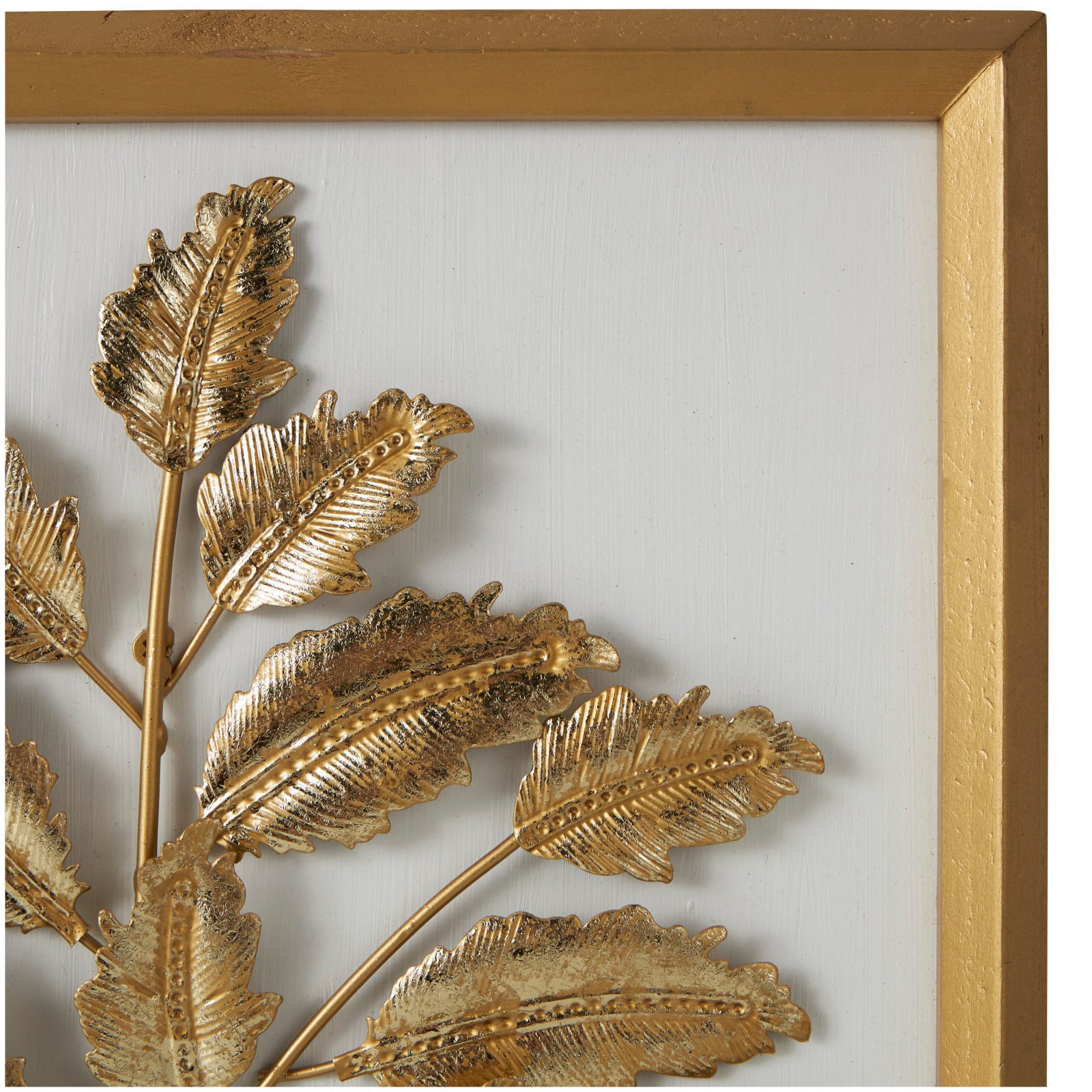 Gold Wood Leaf 3D Wall Décor with Beveled Frame Set