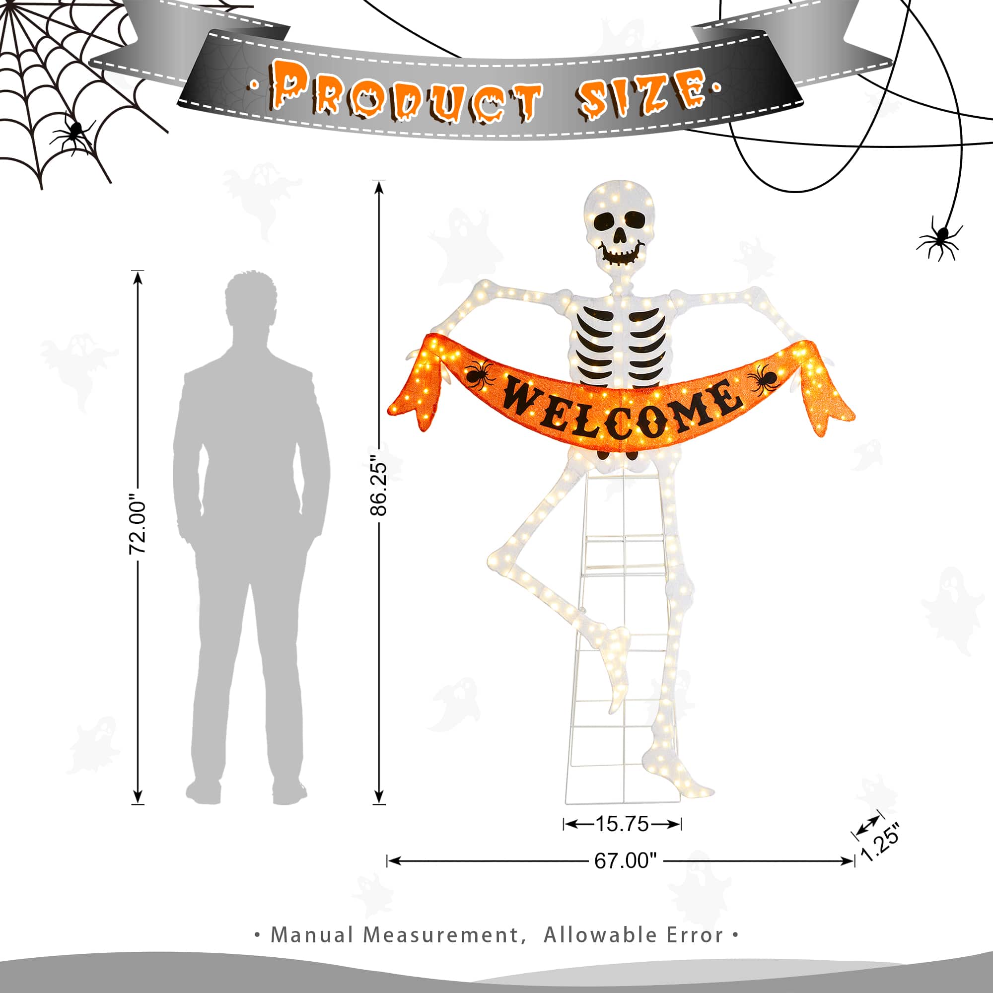 Glitzhome&#xAE; 86.25&#x22;H Lighted Halloween 2.5D Skeleton Outdoor Decor