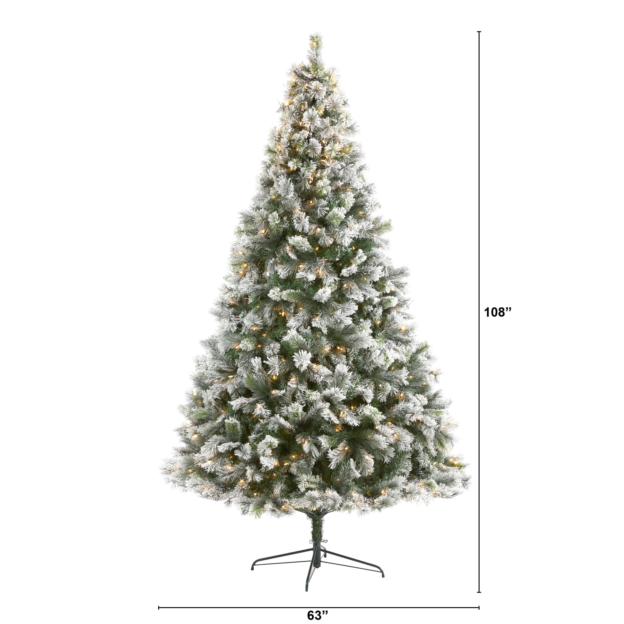 9ft. Pre-Lit Flocked Oregon Pine Artificial Christmas Tree, Clear LED Lights