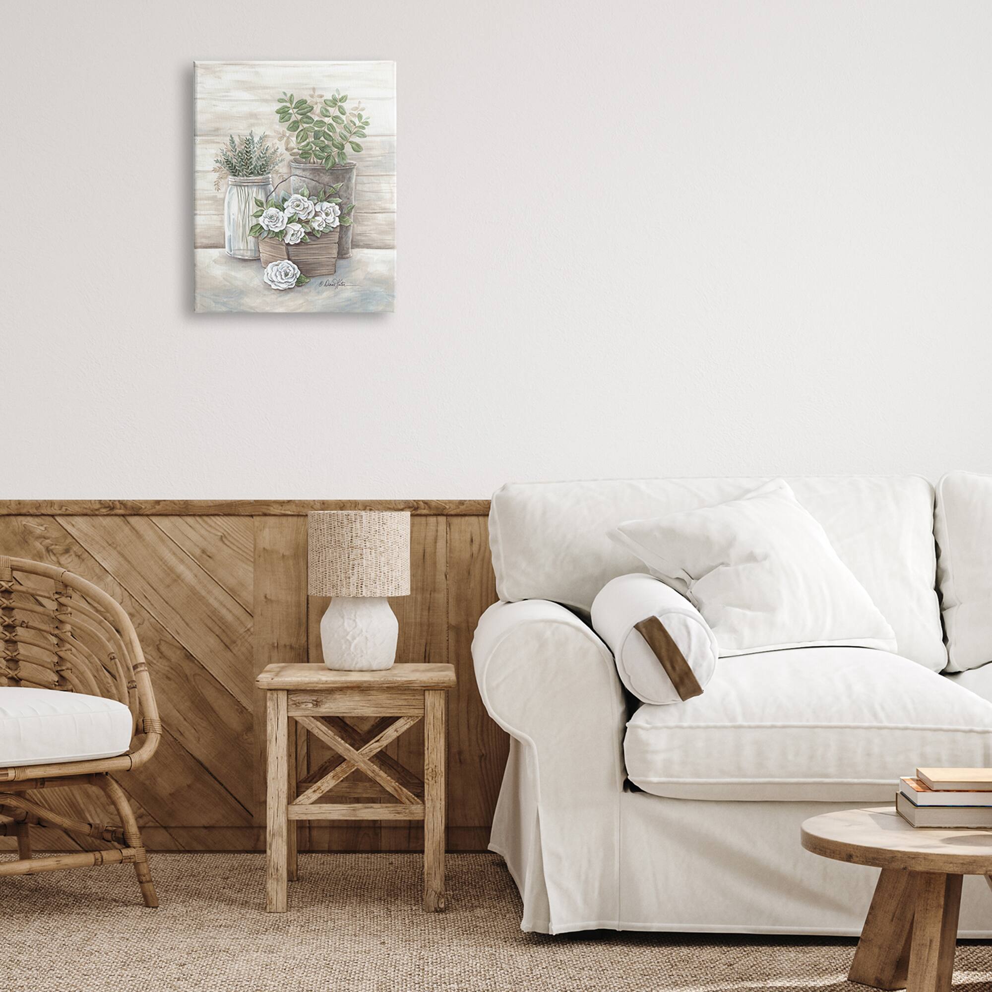 Stupell Industries Country Succulents Botanicals Rustic Jar Canvas Wall Art