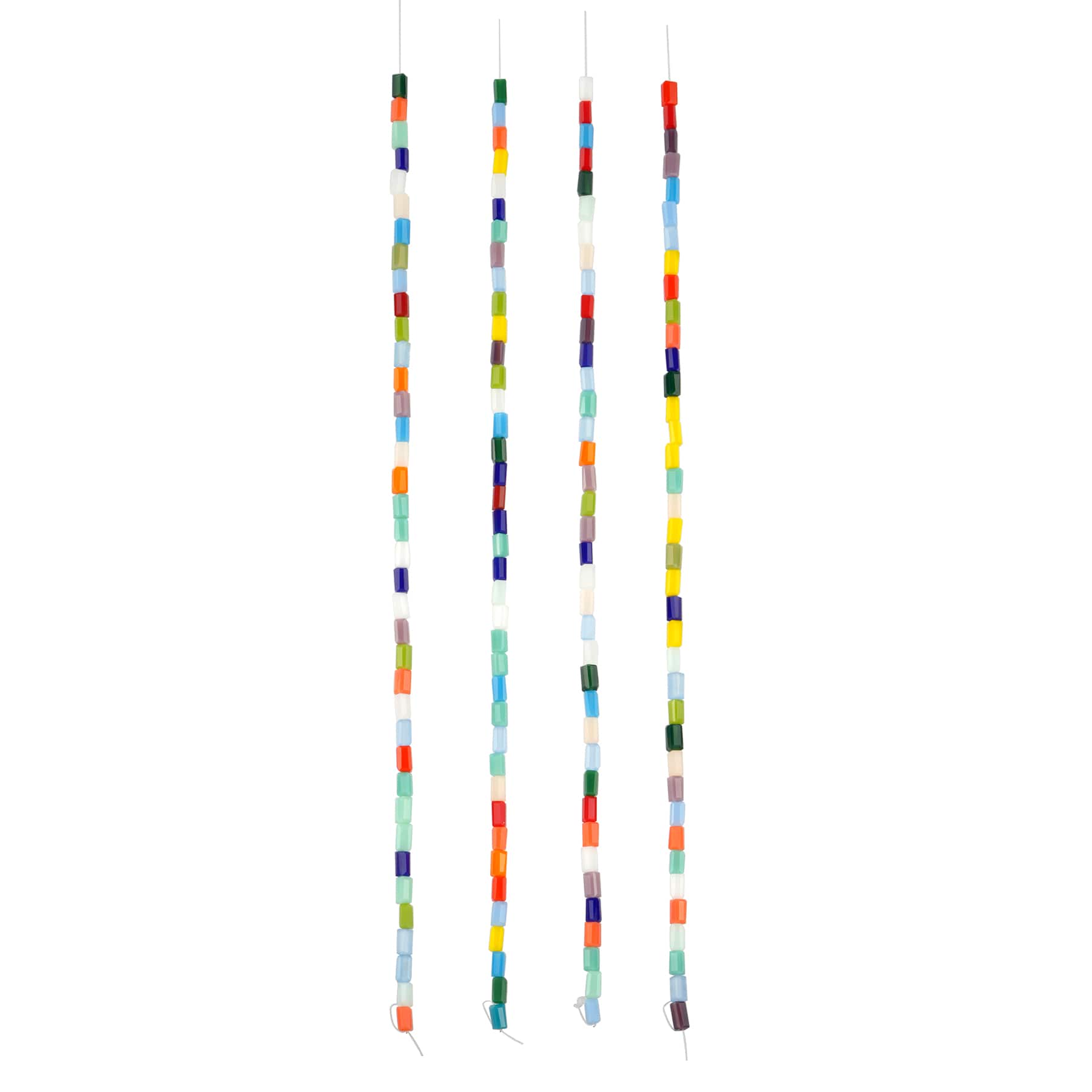 12 Pack: Multicolor Faceted Glass Tube Beads, 4mm by Bead Landing™