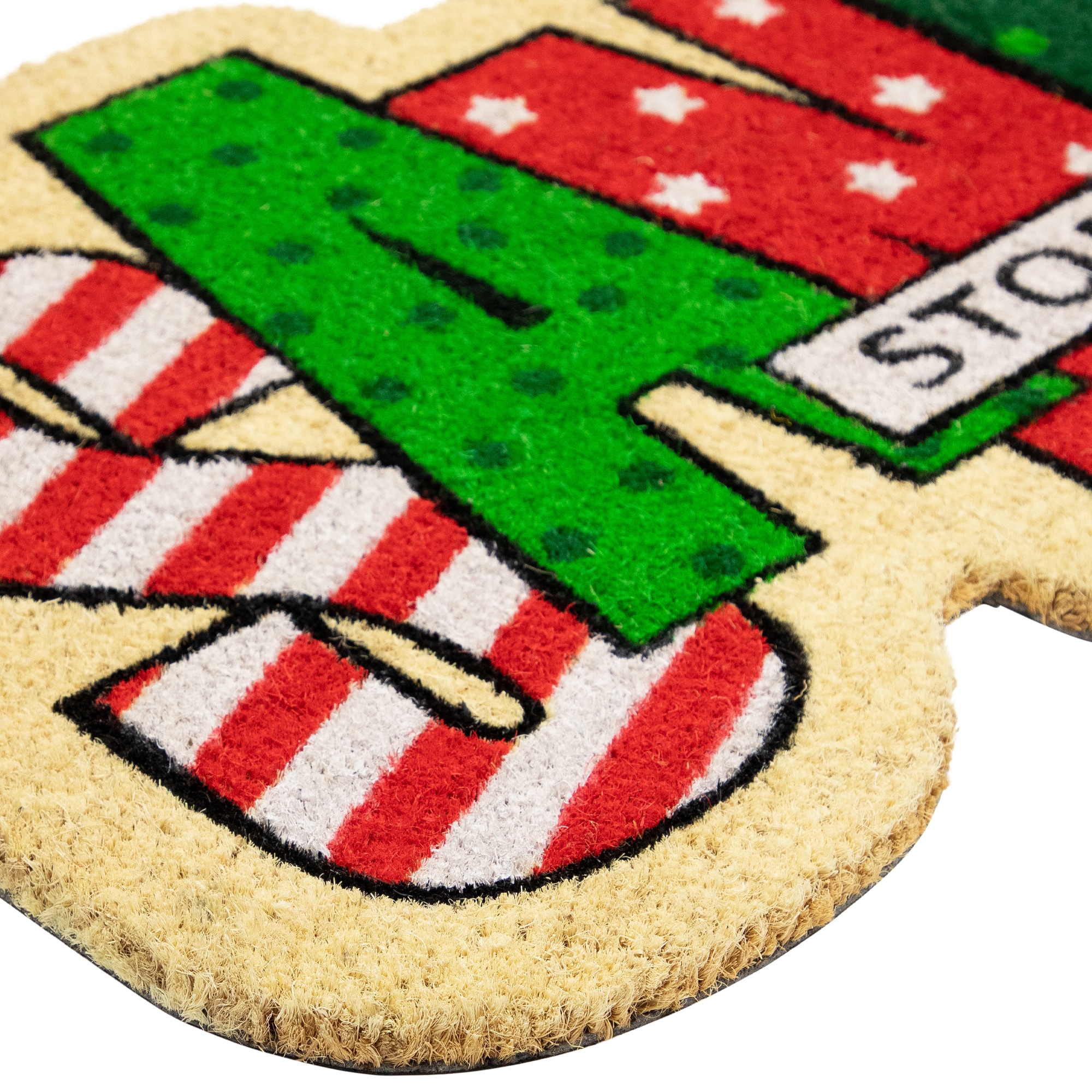 Red and Green &#x22;Santa Stop Here&#x22; Outdoor Christmas Doormat 18&#x22; x 30&#x22;