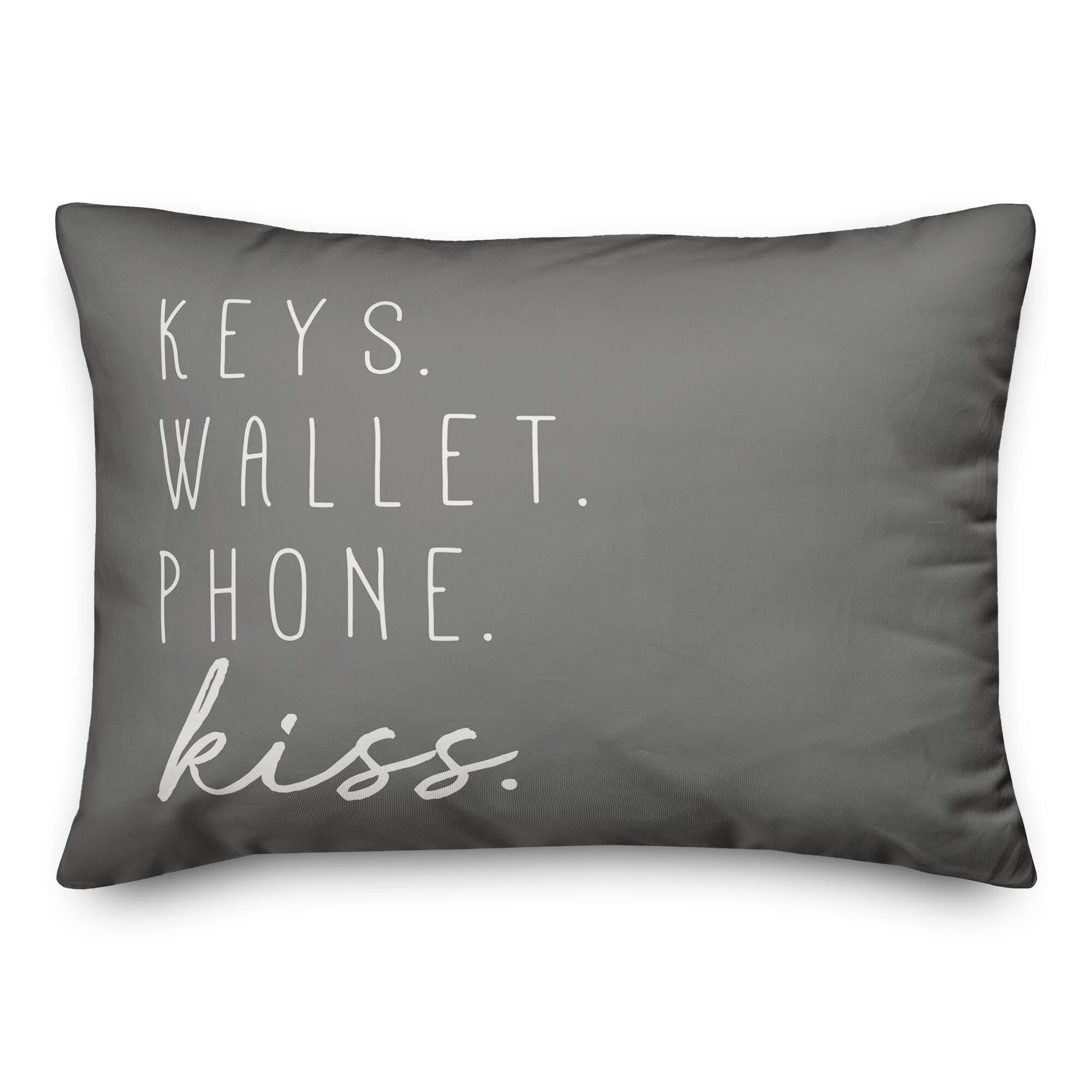 Keys Wallet Phone Kiss 20&#x22; x 14&#x22; Throw Pillow