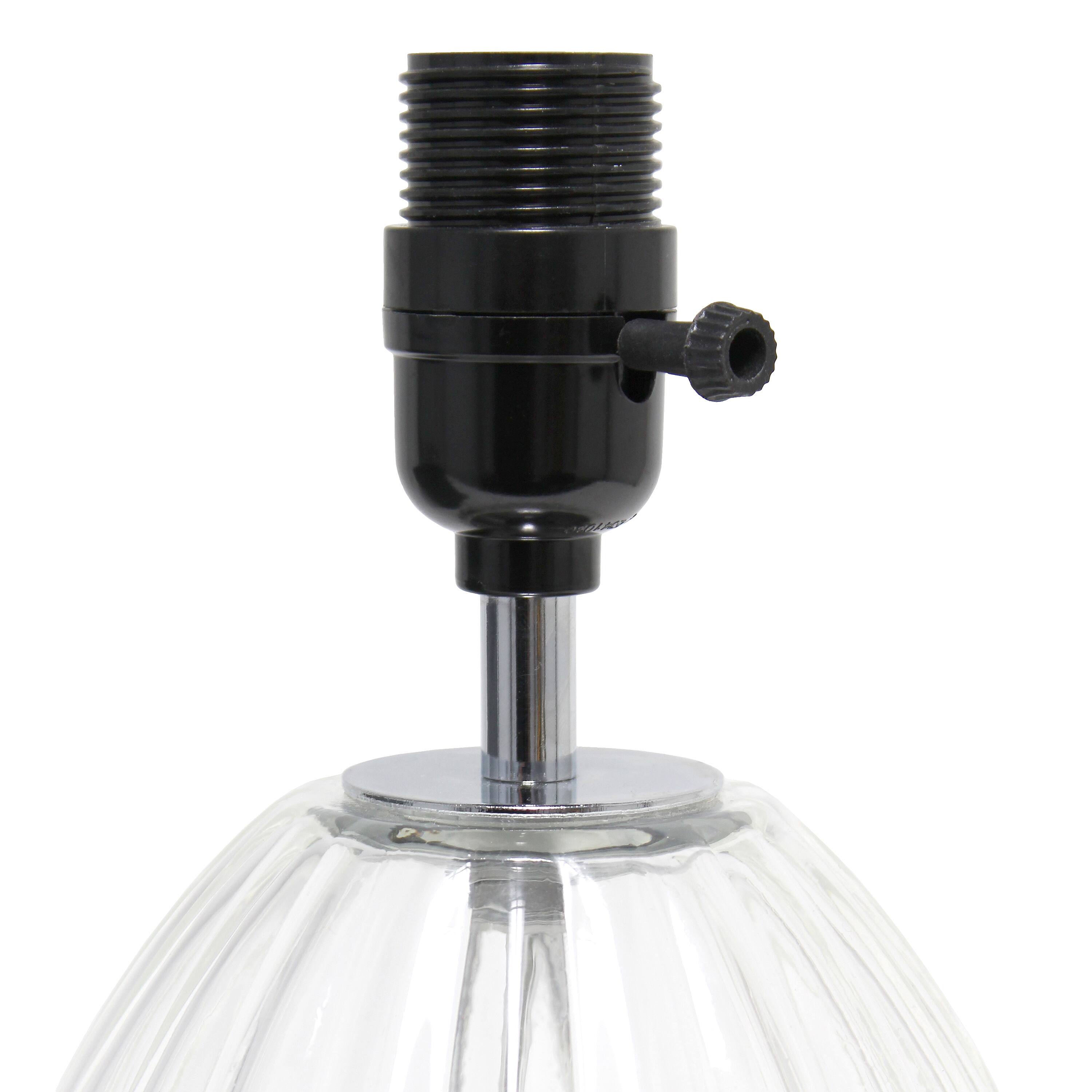 Lalia Home 18&#x22; Clear Fluted Glass Bedside Table Lamp with Gray Shade