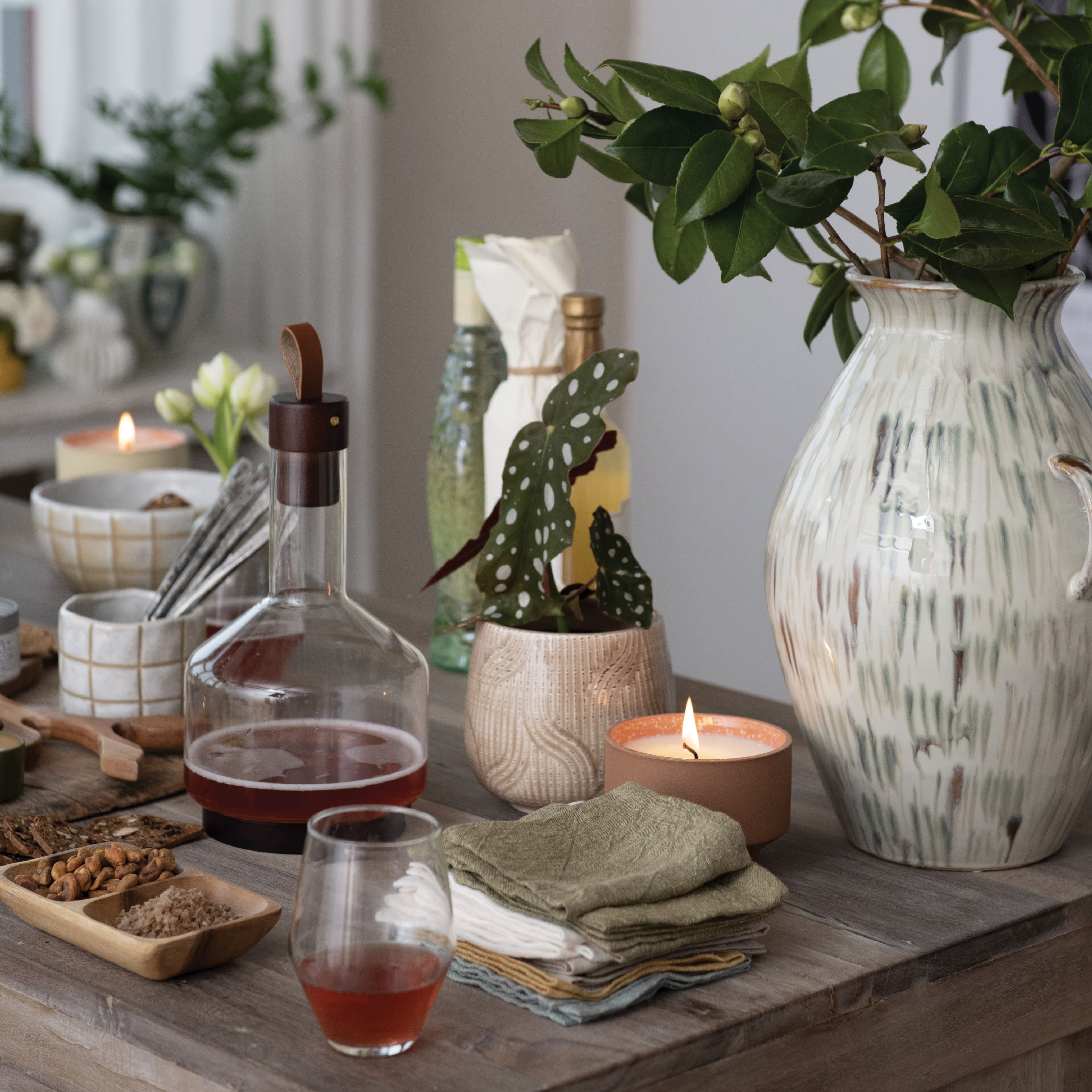 Hello Honey® 62oz. Glass Carafe with Walnut Brown Acacia Wood Base & Stopper