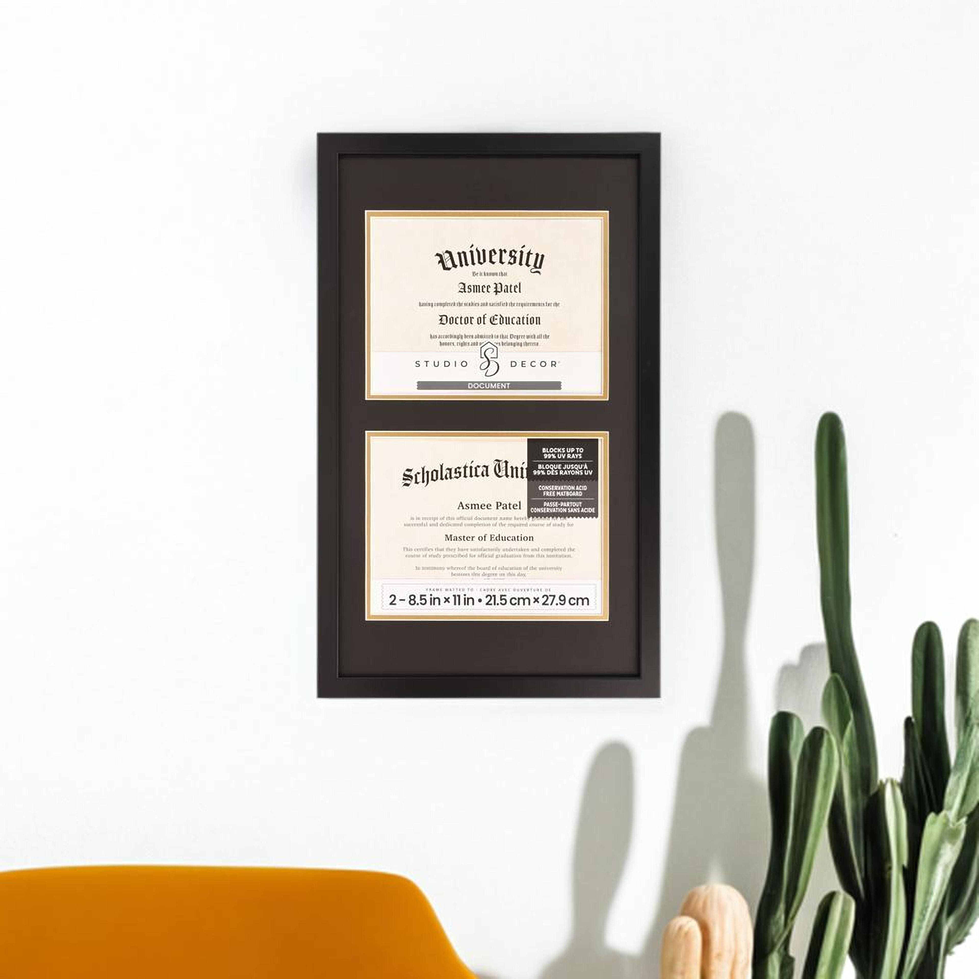 2 Opening Black 8.5&#x22; x 11&#x22; Document Frame with Double Mat by Studio D&#xE9;cor&#xAE;