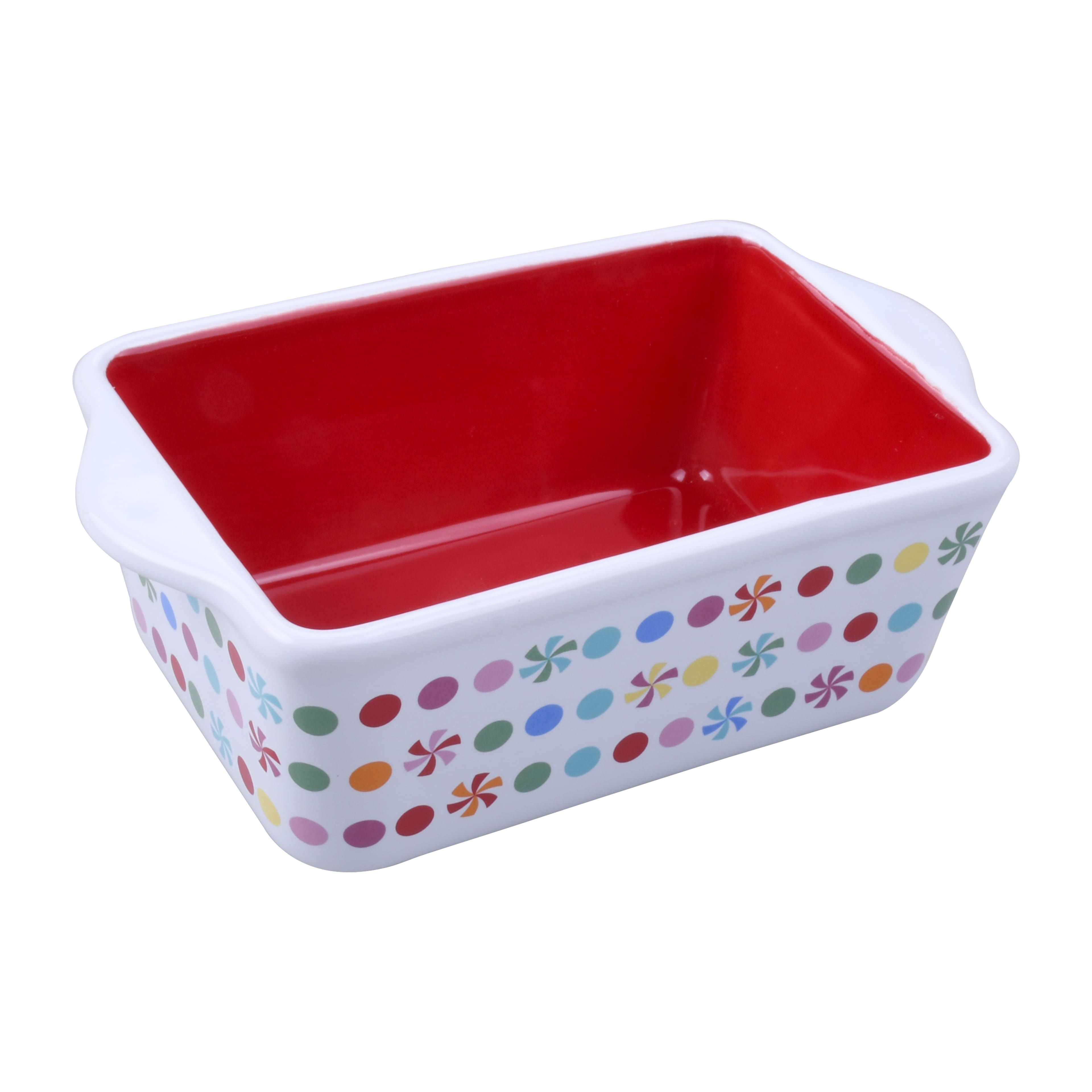 Mini Candy &#x26; Dots Ceramic Loaf Pan by Celebrate It&#xAE;