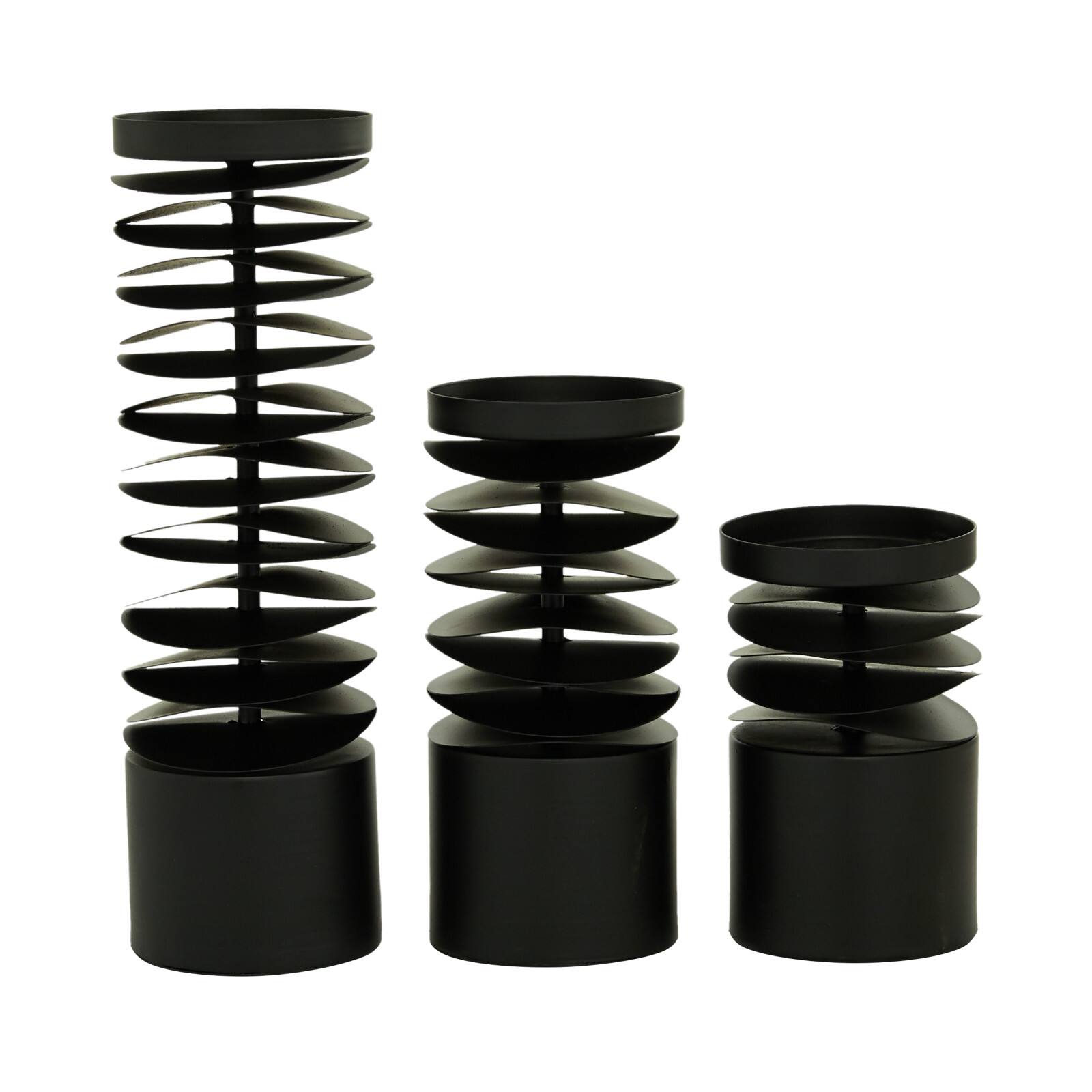 Black Metal Contemporary Candle Holder Set