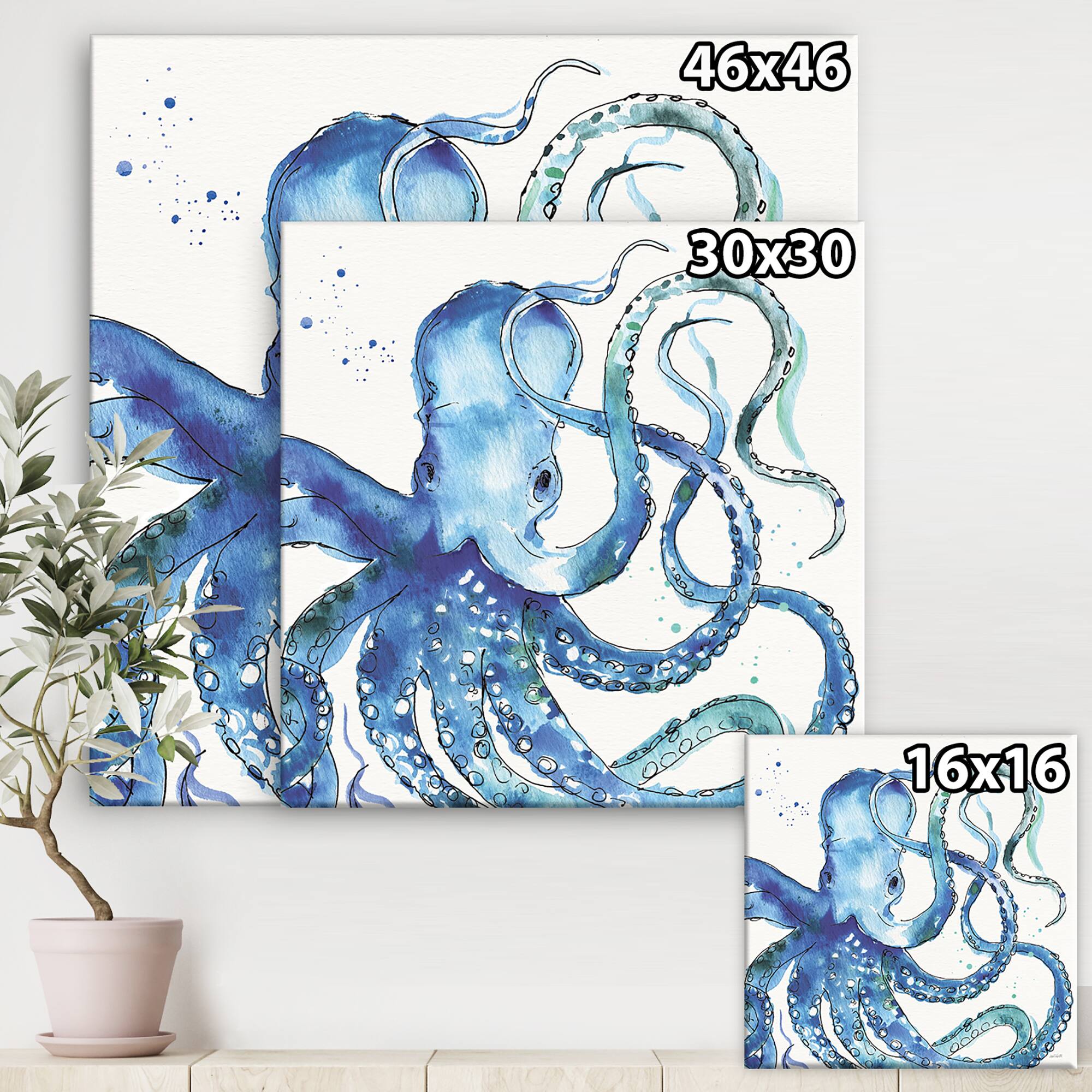 Designart - Blue Deep Sea VIII - Coastal Premium Canvas Wall Art