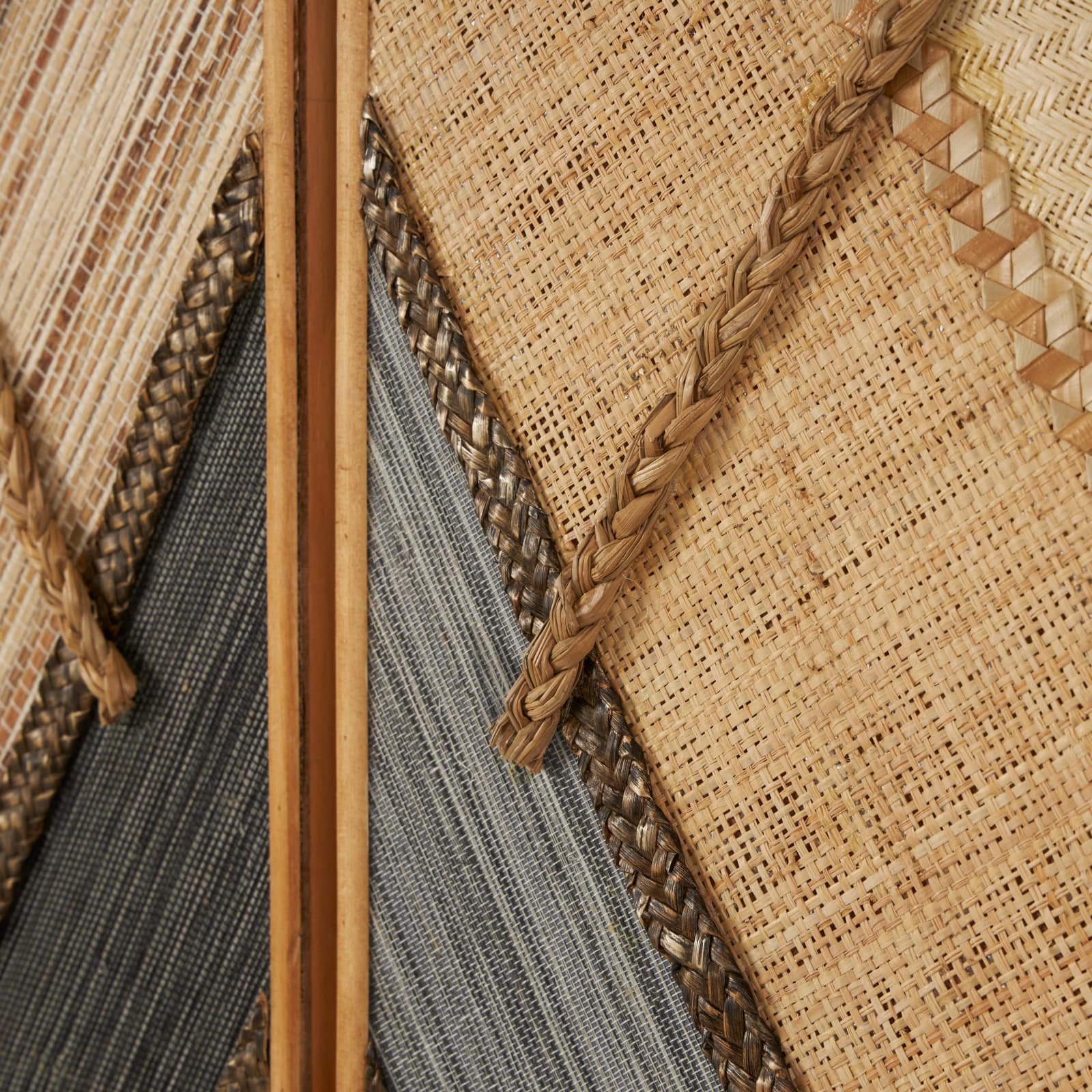 Brown Handmade Geometric Textured Mixed Media Diagonal Wall Décor Set