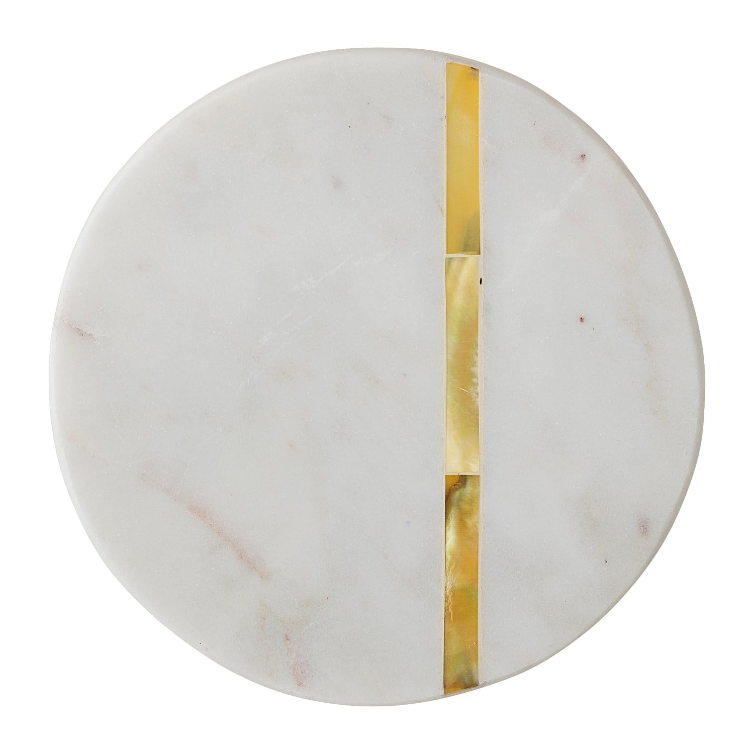 White Marble &#x26; Gold Metal Inlay Coaster Set