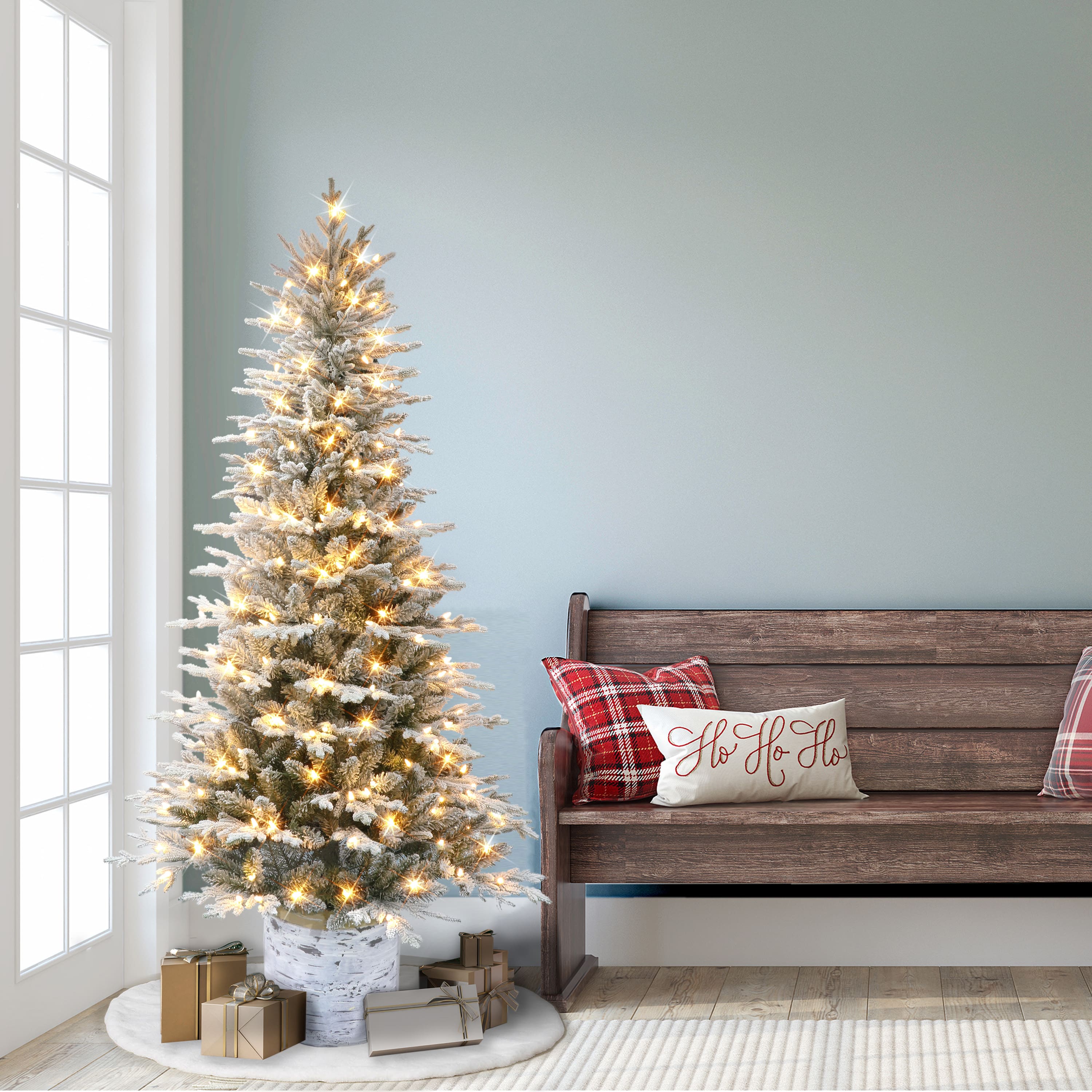 6ft. Pre-Lit Arctic Fir Artificial Potted Christmas Tree, Warm White LED Lights