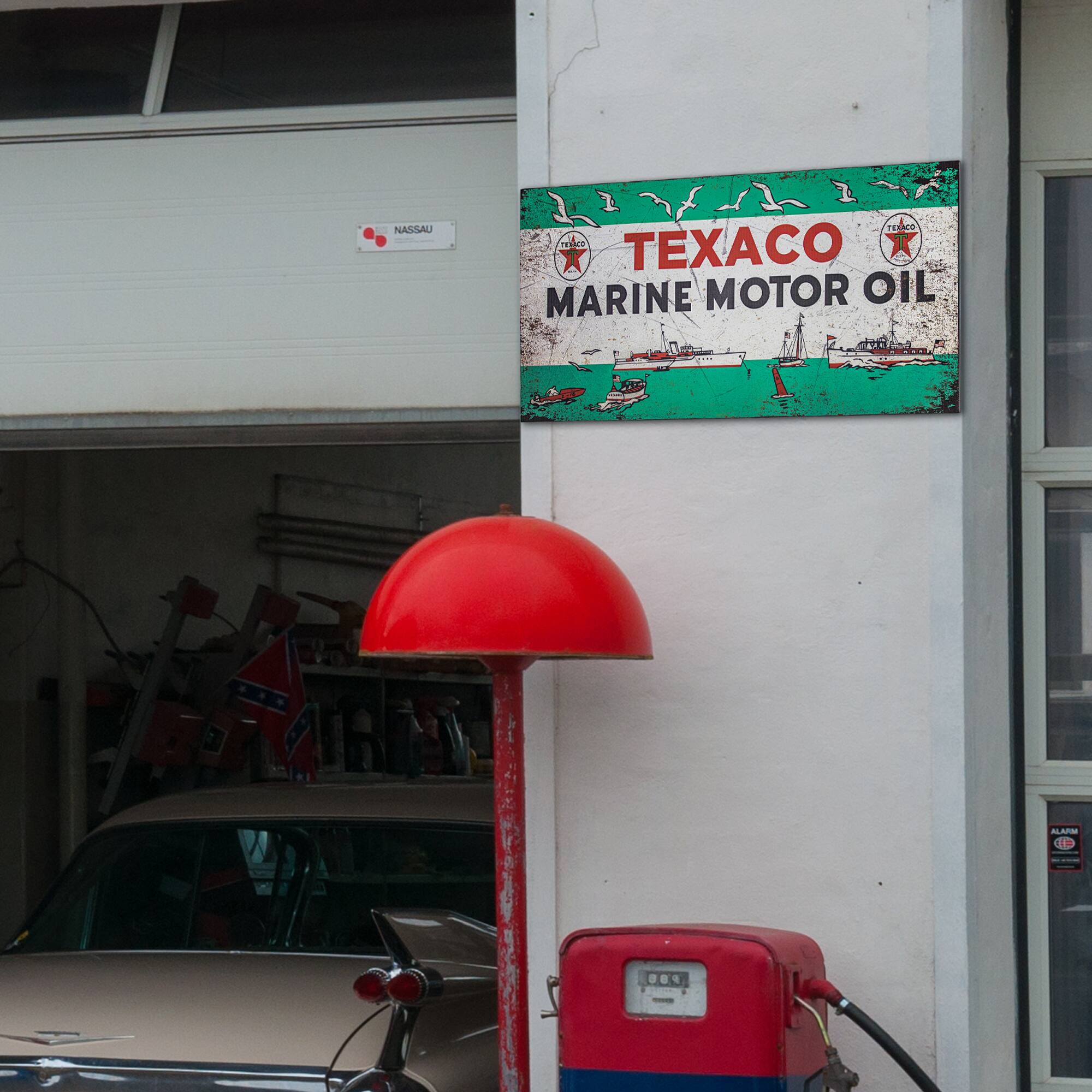 Texaco Marine Motor Oil Metal Sign Wall D&#xE9;cor