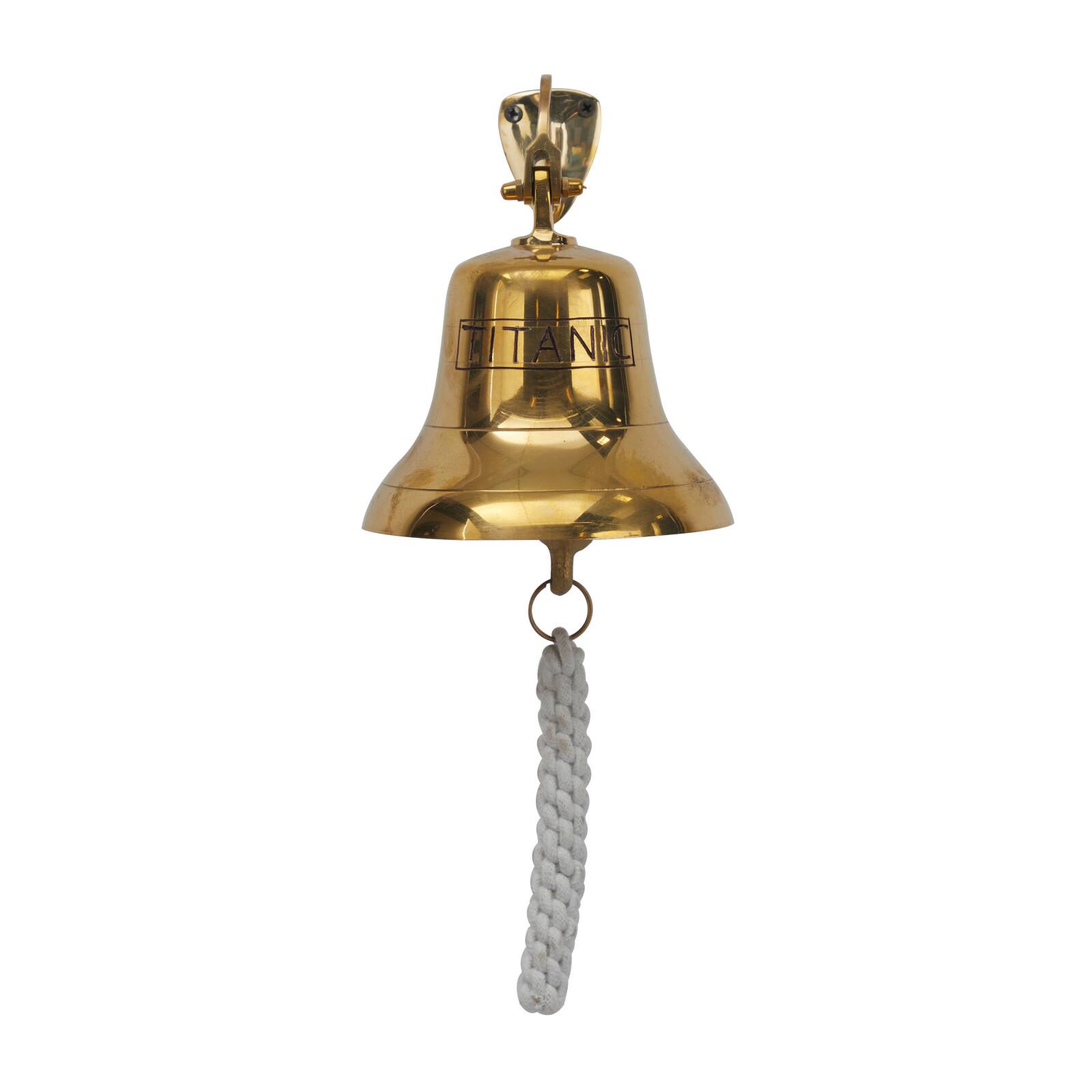 7.5" Gold Titanic Nautical Bell Wall Accent with Rope Pull