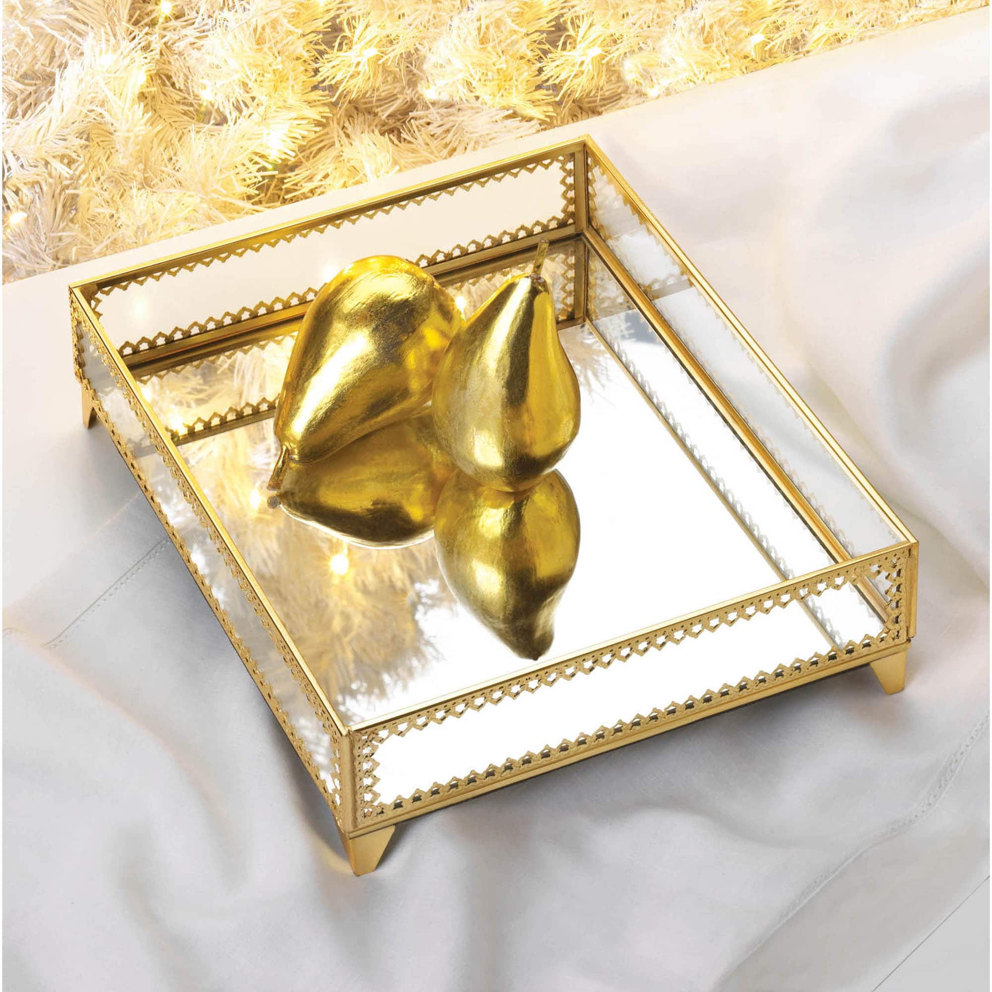 12&#x22; Gold Motif Jewelry Tray