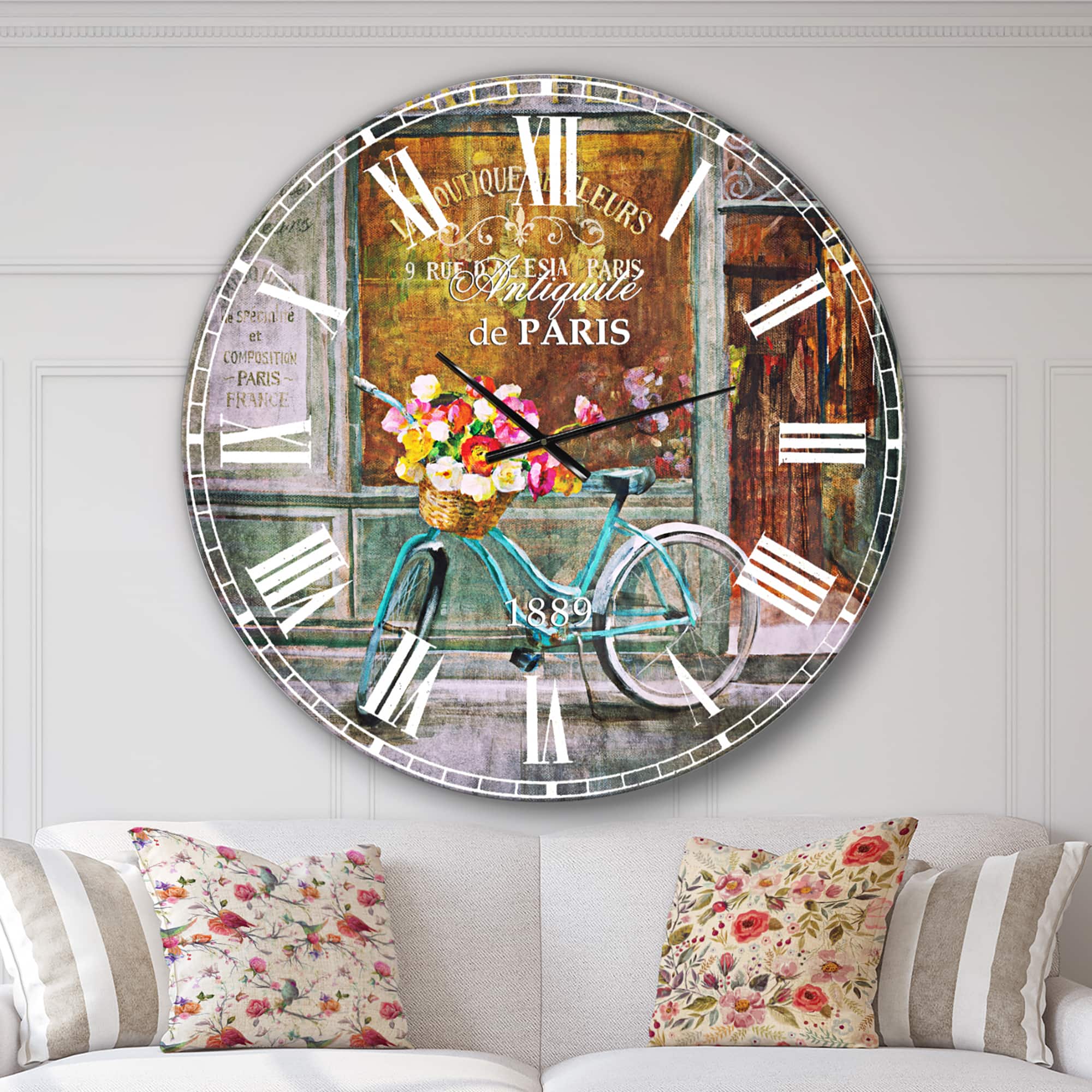 Designart Paris French Flower Shop Wall Clock