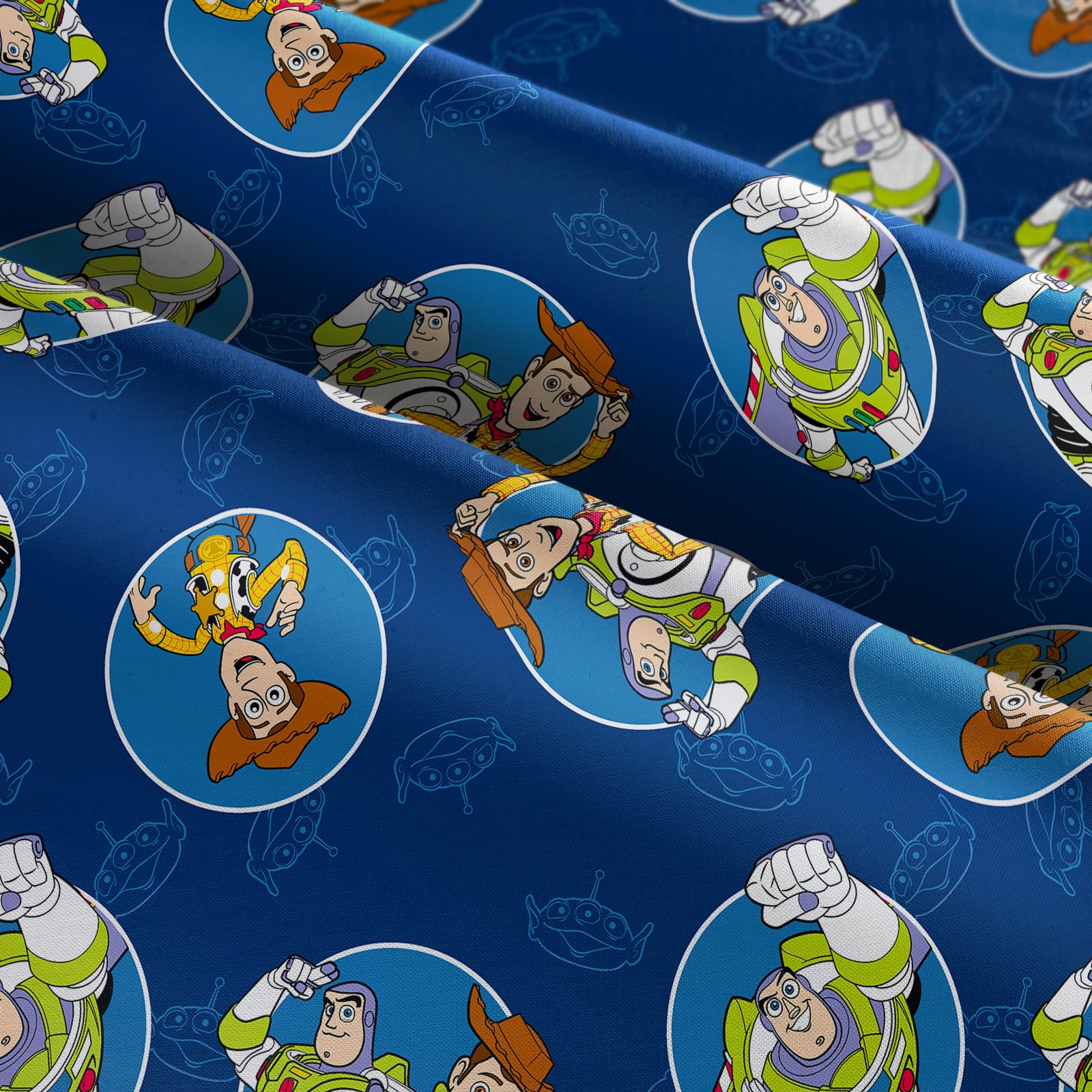 Springs Creative Disney® Pixar Buzz & Woody Badges Cotton Fabric