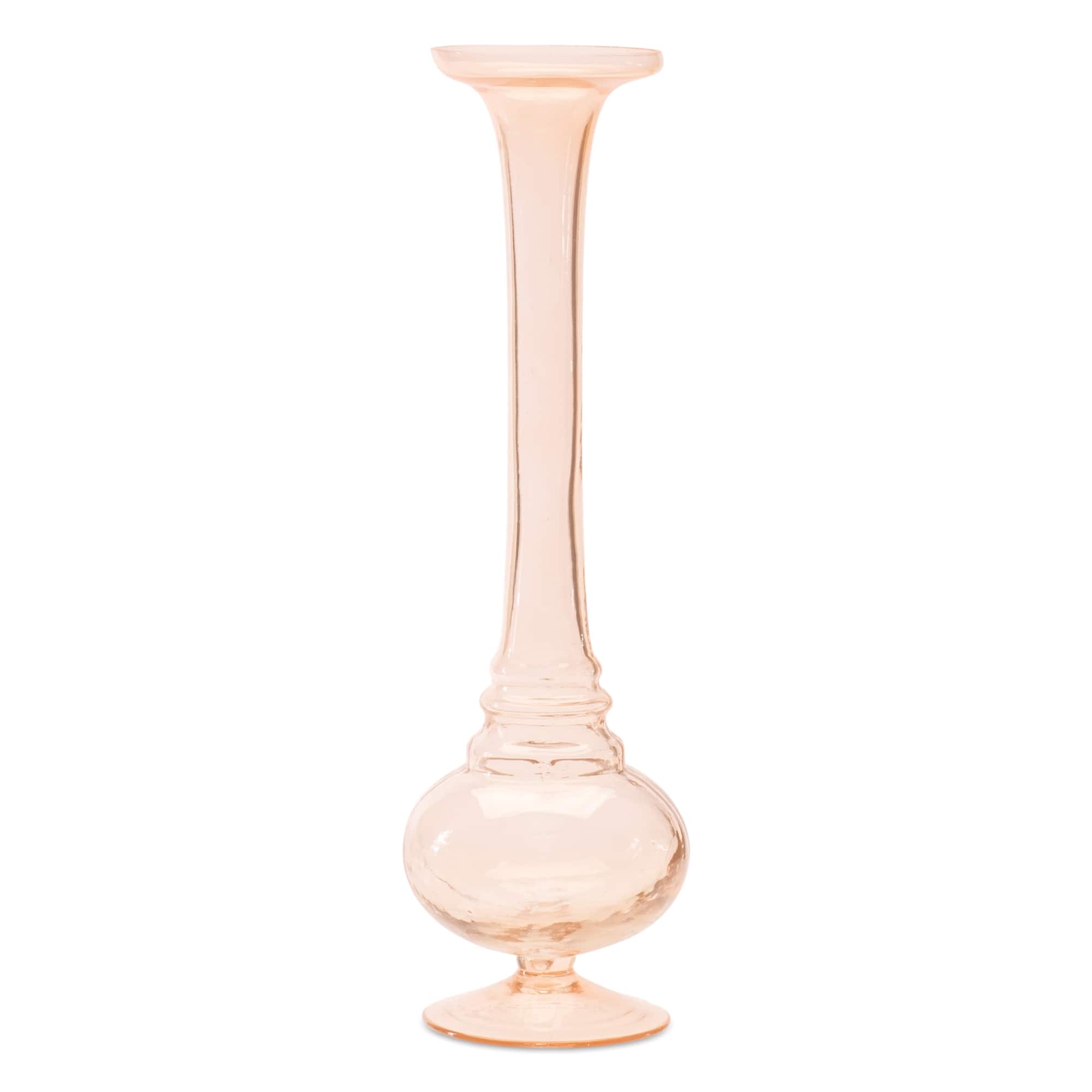 Pink Glass Stem Vase Set