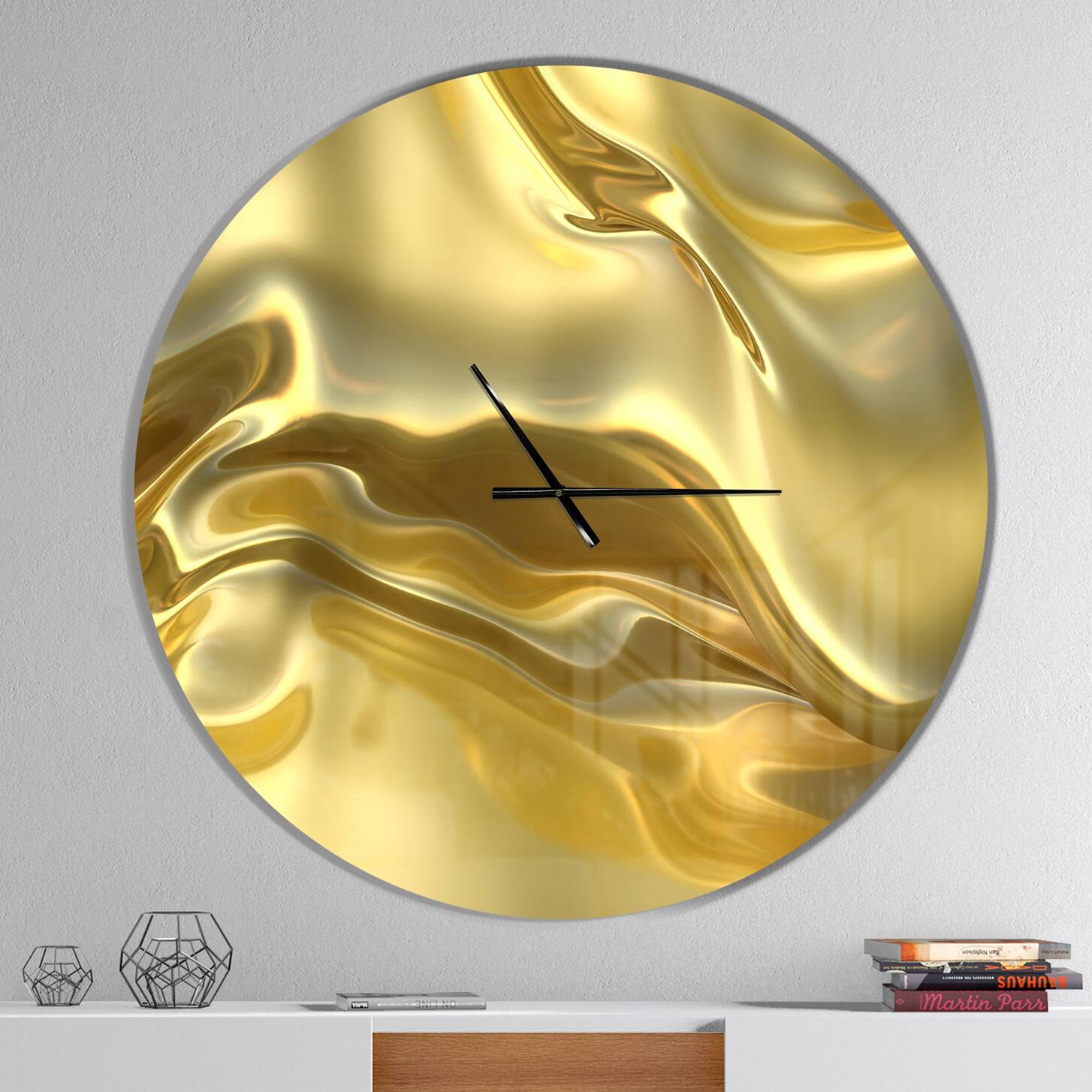 Designart &#x27;Golden Cloth Texture Modern Wall Clock