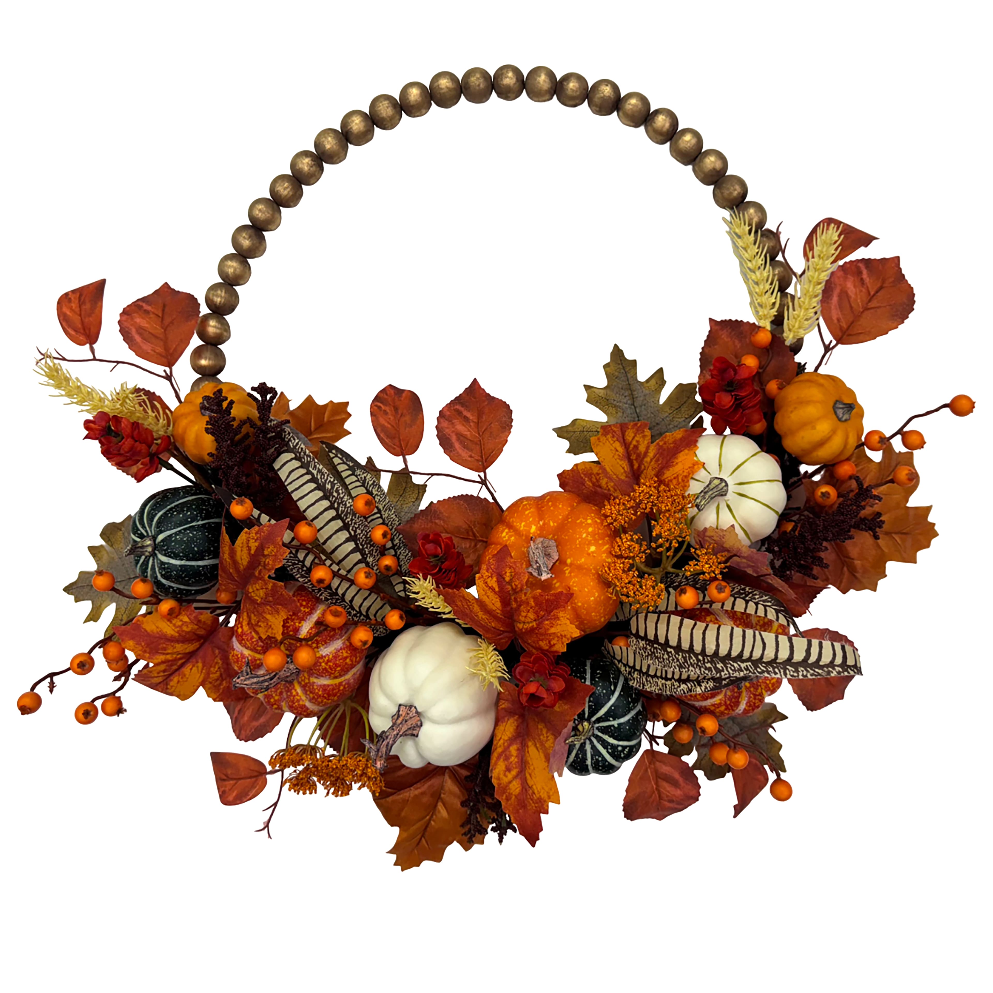 22&#x22; Pumpkin &#x26; Berry Beaded Wreath by Ashland&#xAE;