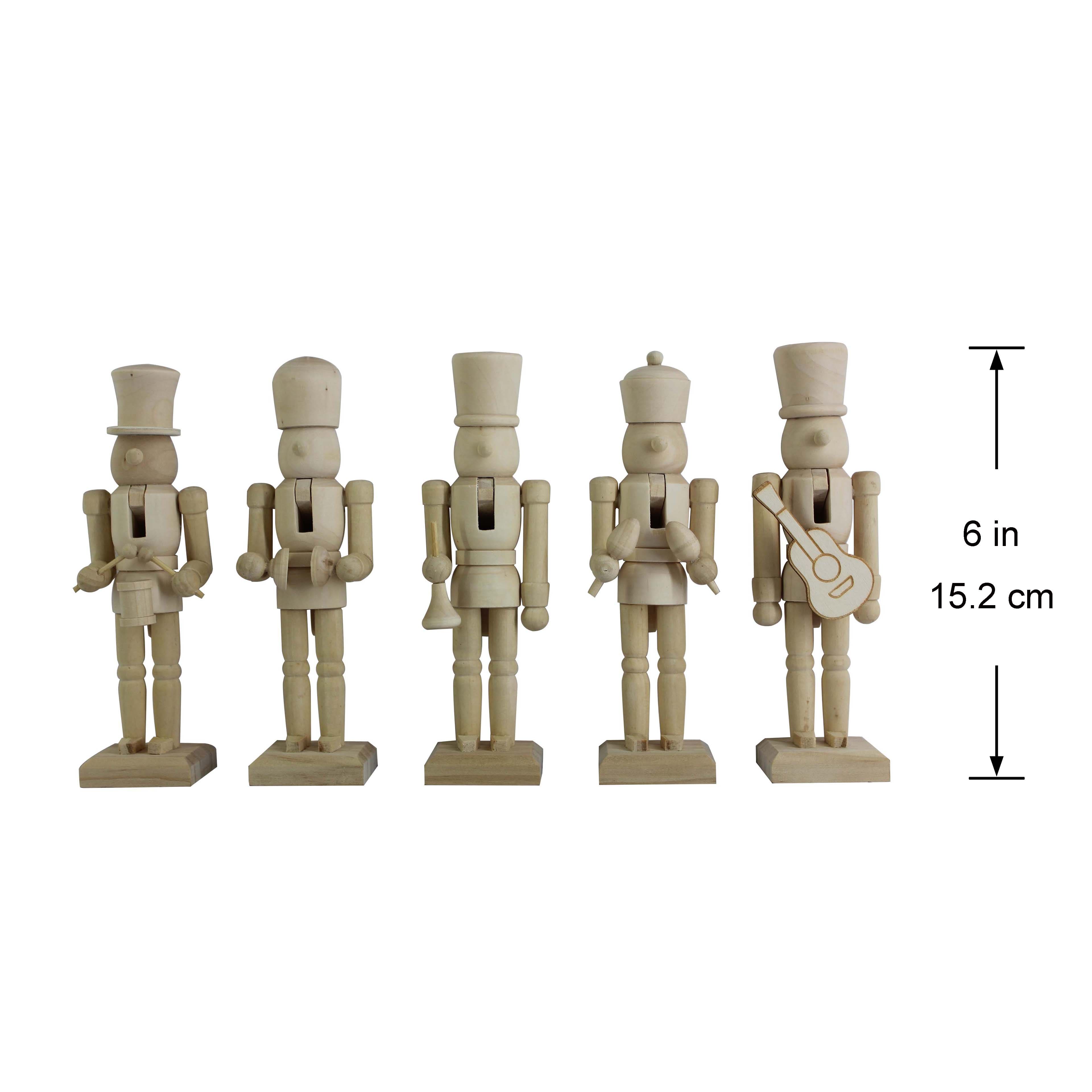 6&#x22; Musical 5 Piece DIY Pinewood Nutcracker Set by Make Market&#xAE;