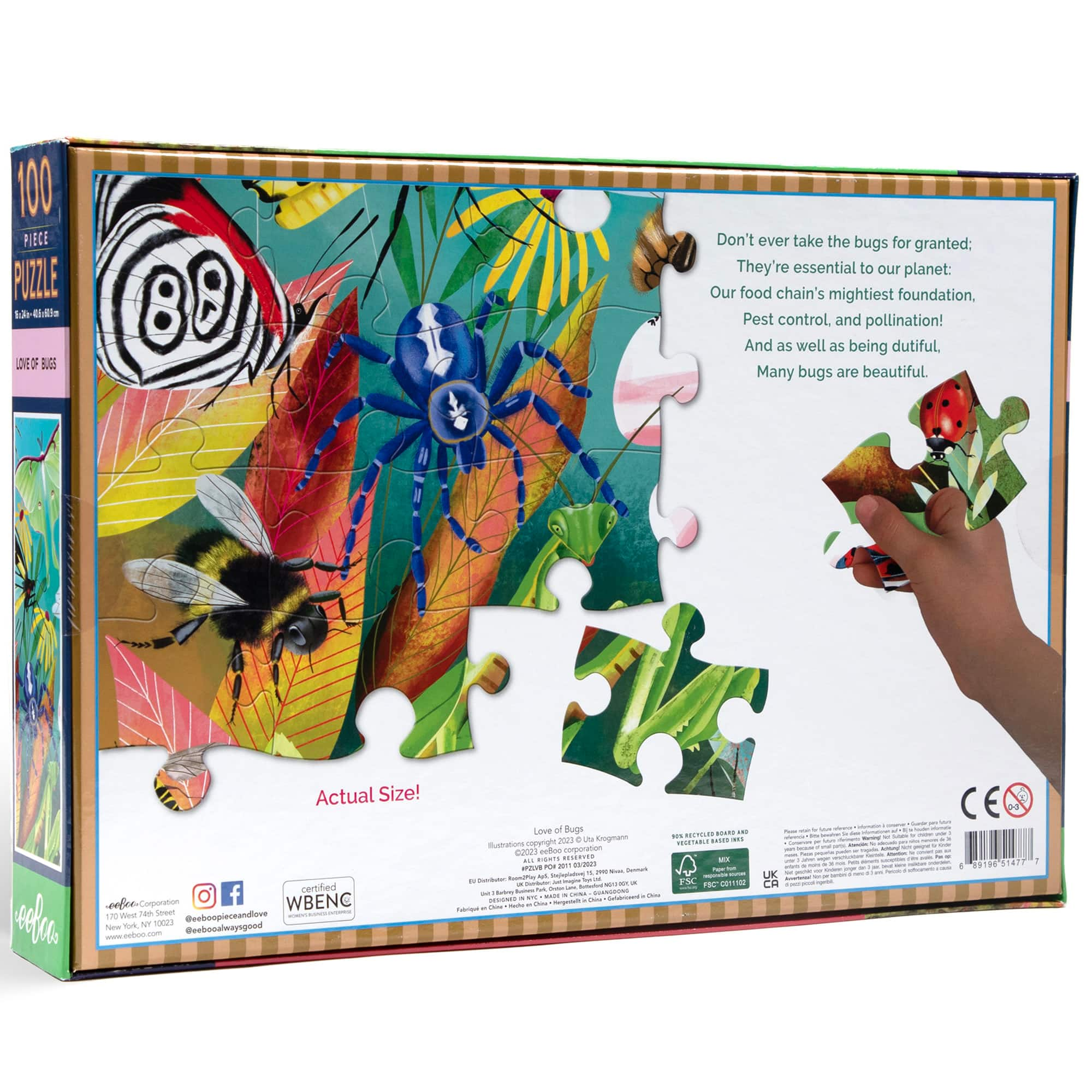 eeBoo Love of Bugs 100 Piece Puzzle