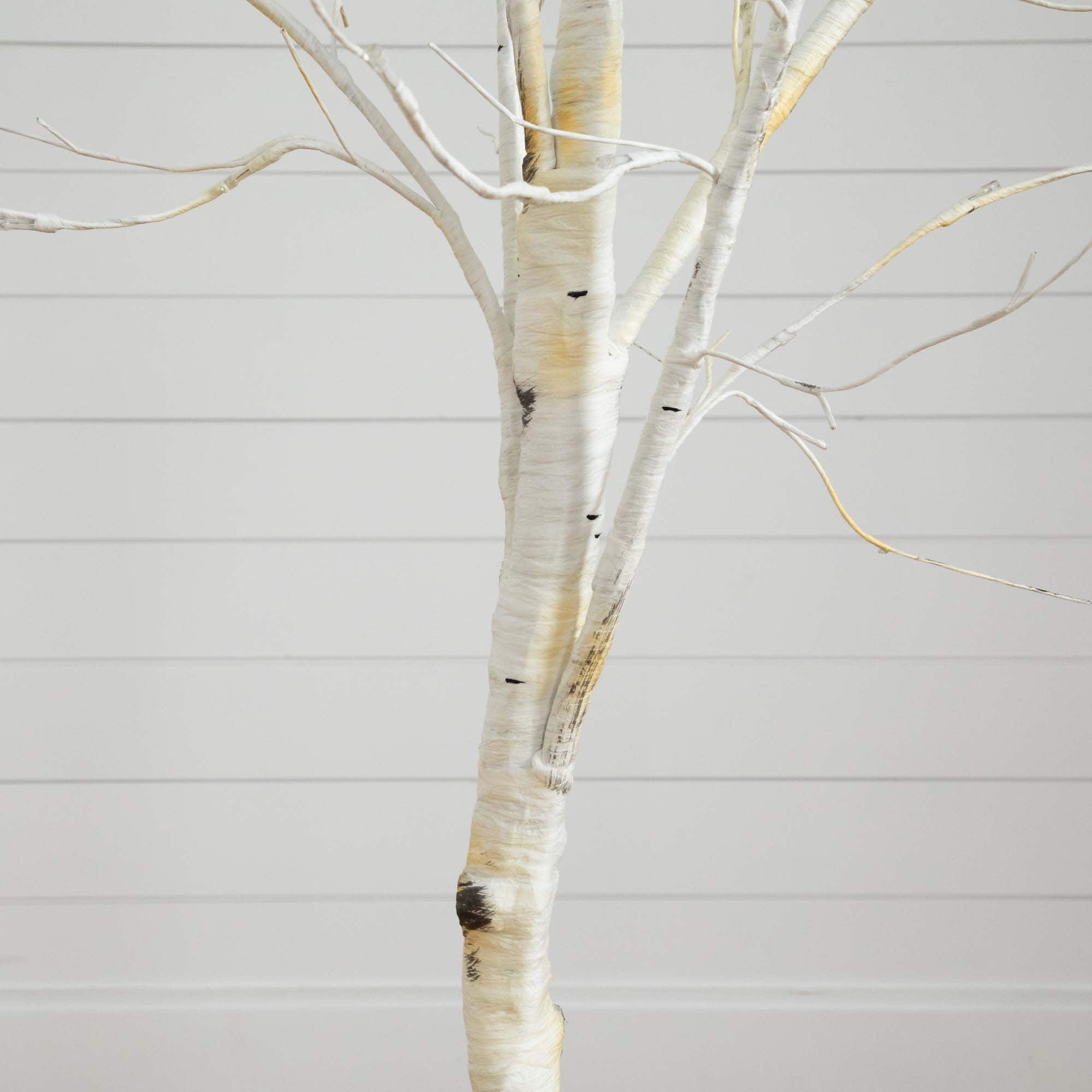 6ft. Pre-Lit White Birch Artificial Christmas Tree, White LED Lights