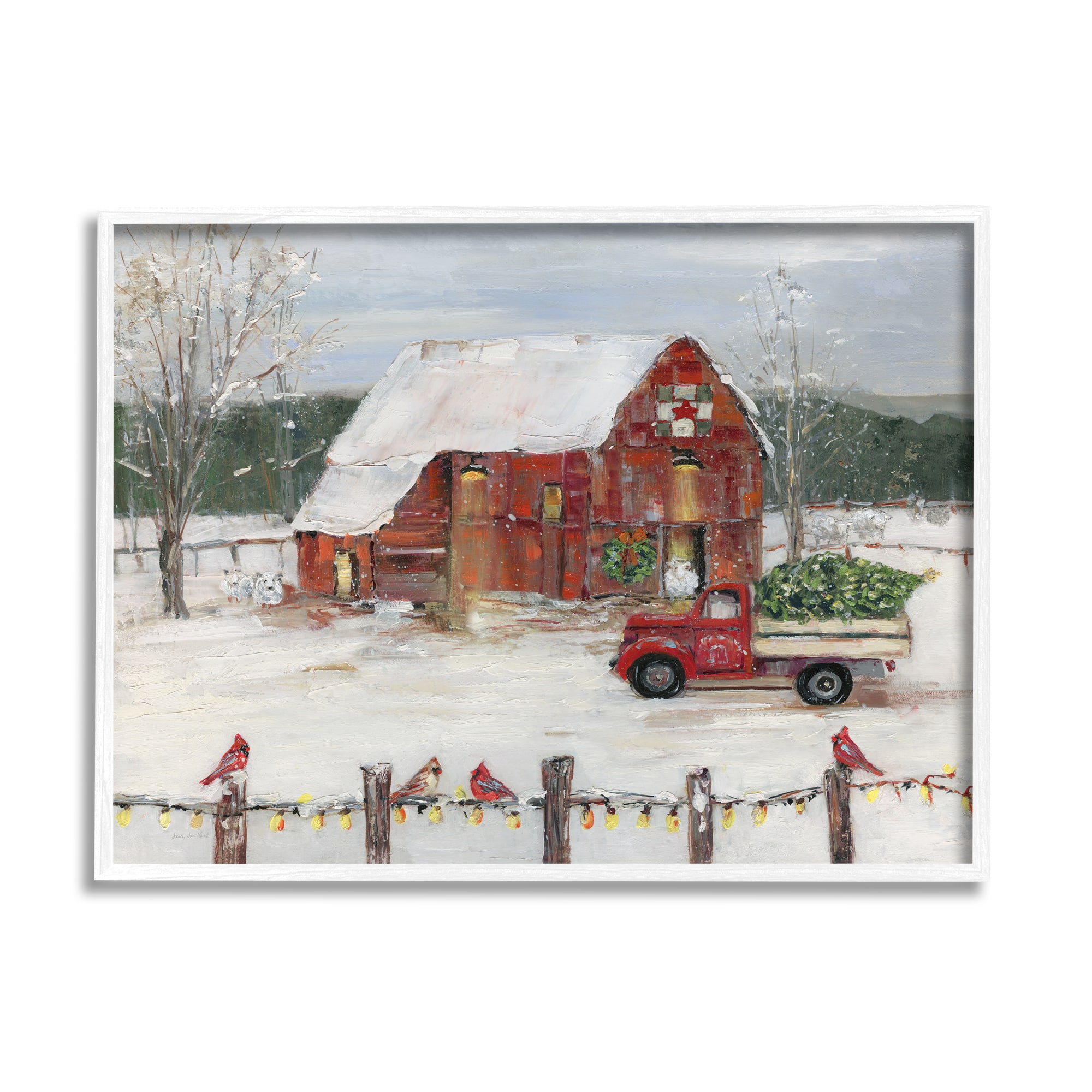 Stupell Industries Snowy Holiday Tree Farm Landscape Framed Giclee Art