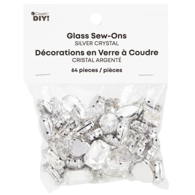 CousinDIY Silver Crystal Glass Sew-On Rhinestones, 64ct. image