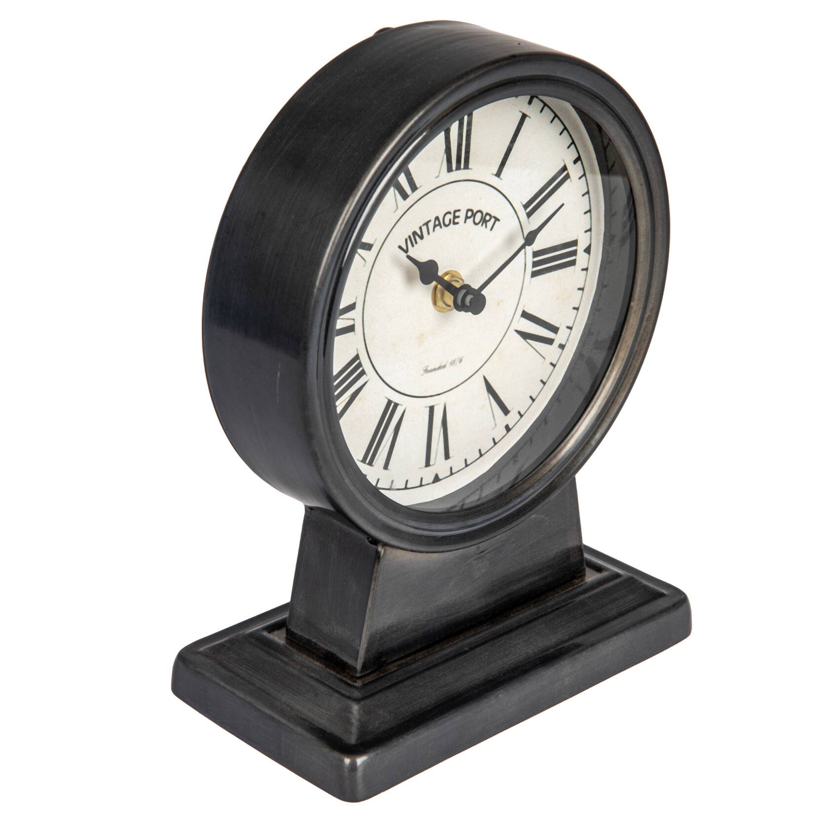 Hello Honey&#xAE; Gunmetal Black Vintage Metal Mantel Clock
