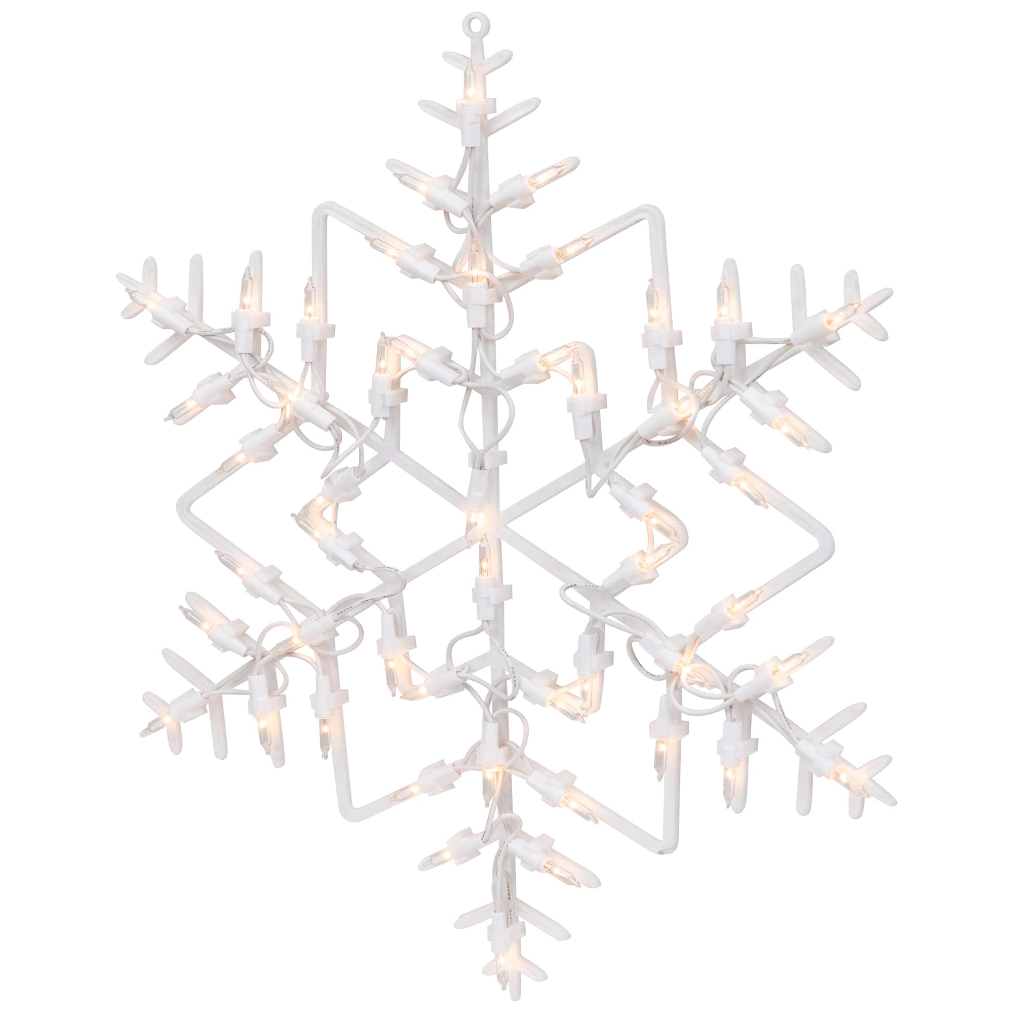 16" White Lighted Snowflake Christmas Window Silhouette Decoration