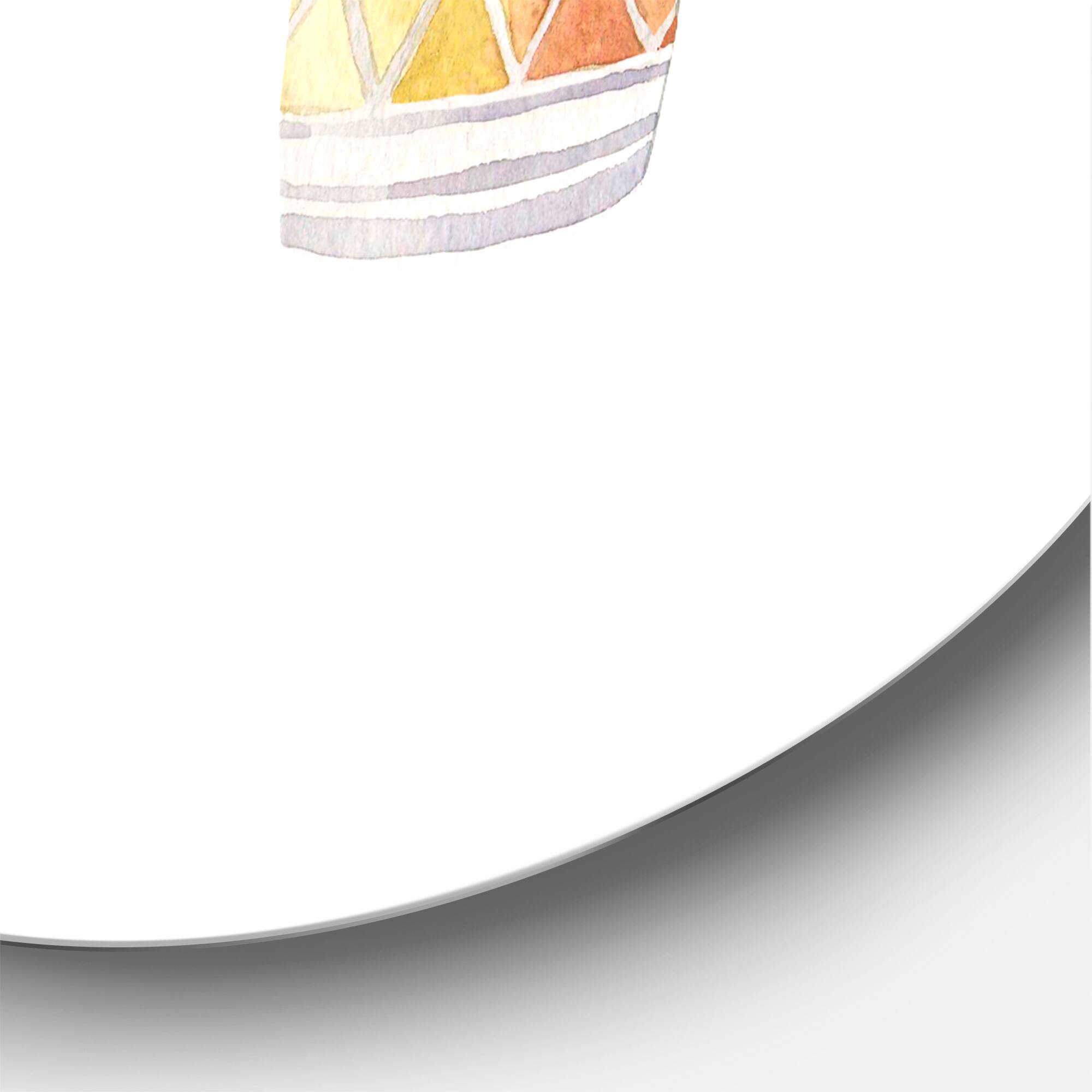 Designart - Three Potted Houseplants - Traditional Metal Circle Wall Art