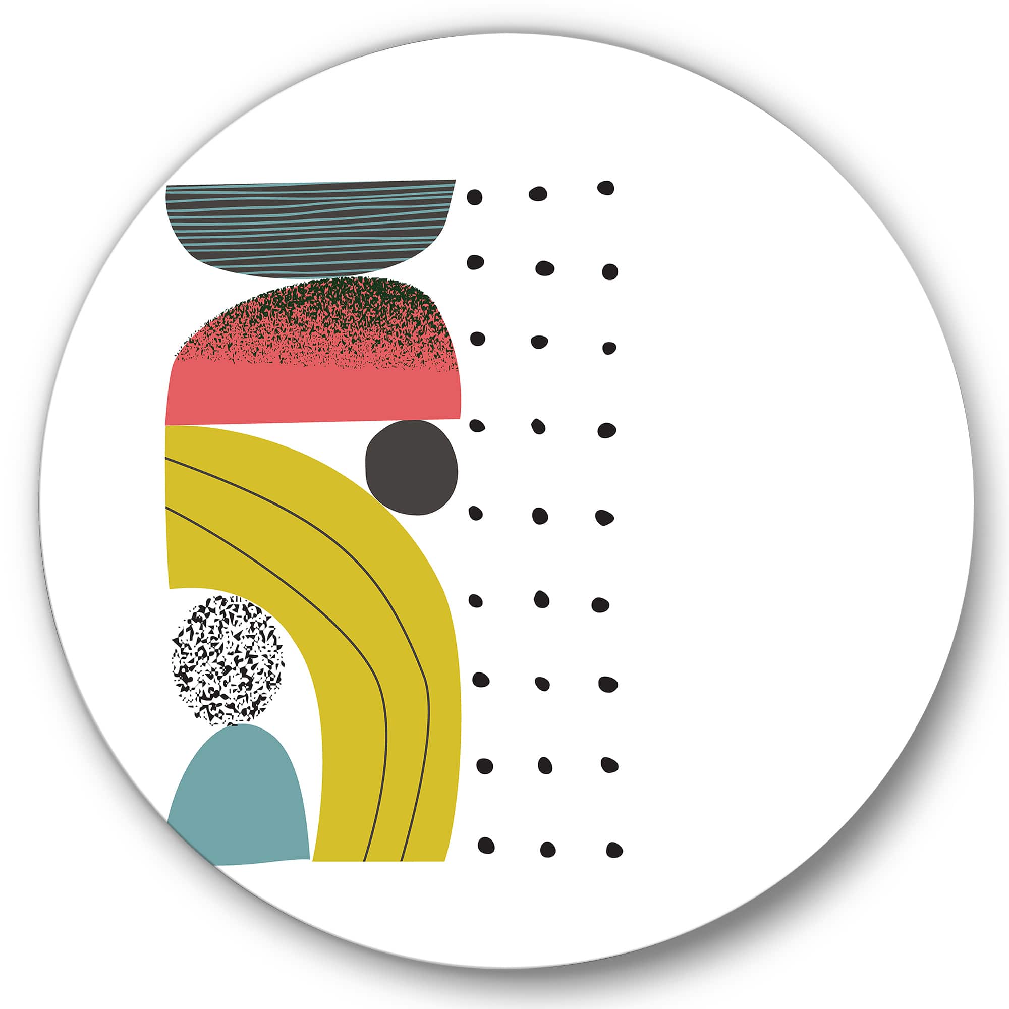 Designart - Colorful Geometric Abstract Art Collage I - Modern Metal Circle Wall Art